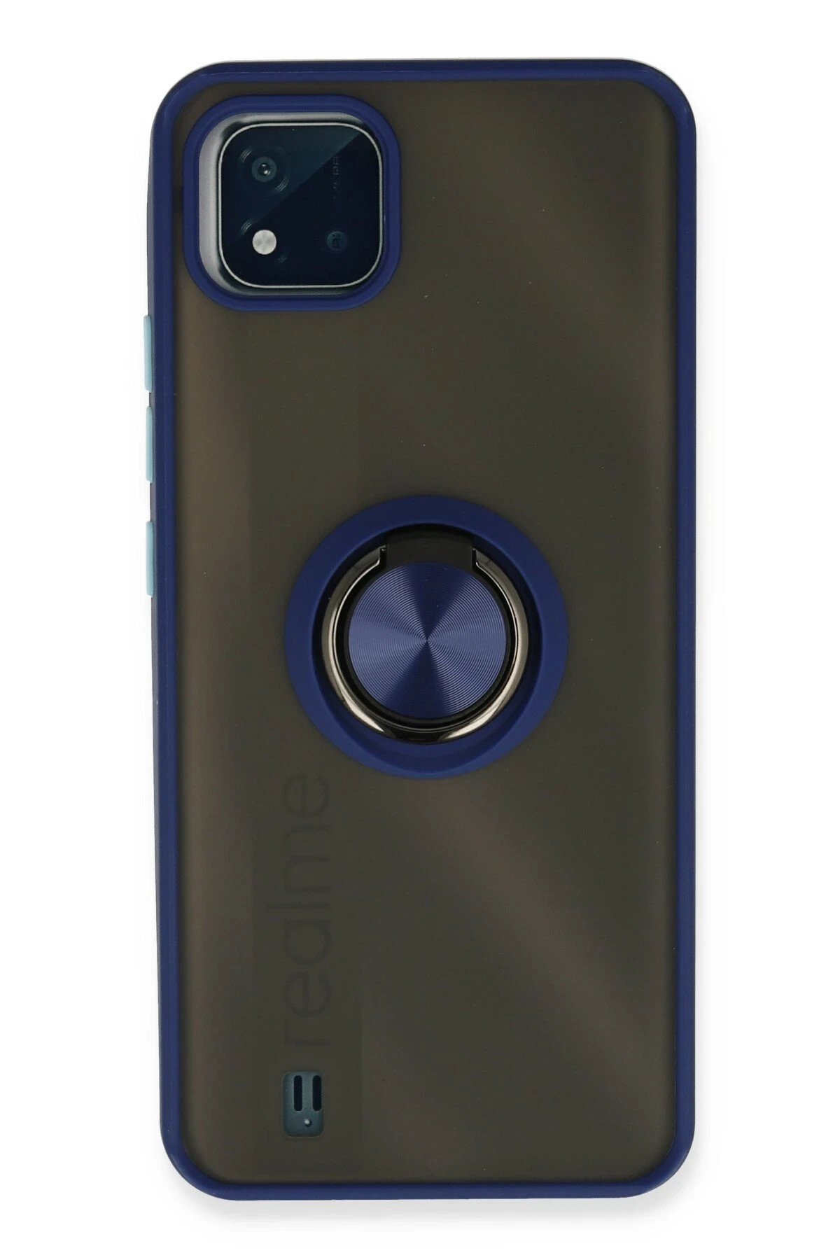 Realme C11 2021 Kılıf Montreal Yüzüklü Silikon Kapak - Lacivert-(5796)