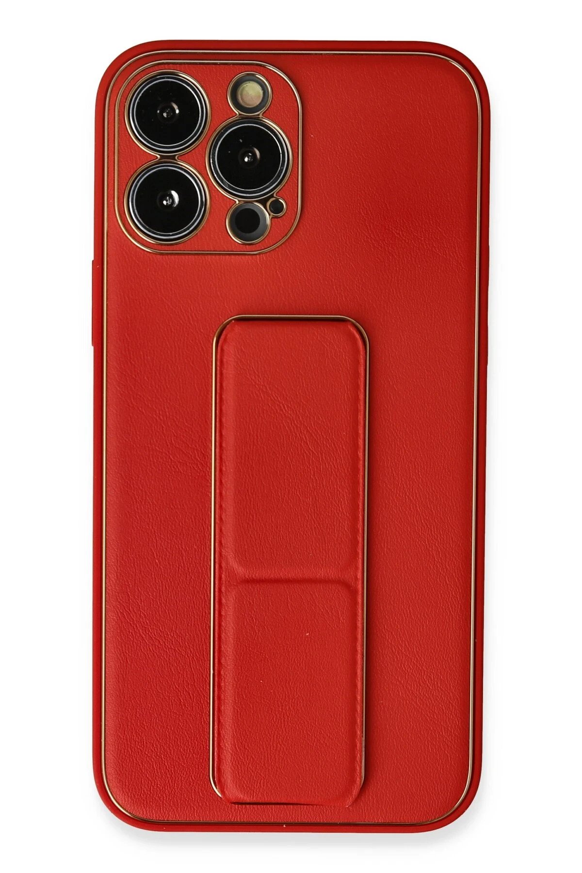 iPhone 13 Pro Max Kılıf Coco Deri Standlı Kapak - Kırmızı-(5796)