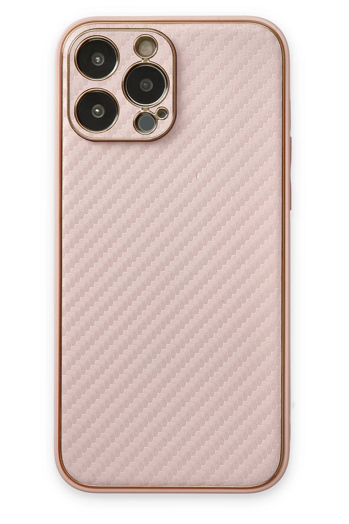iPhone 13 Pro Kılıf Coco Karbon Silikon - Pembe-(5796)