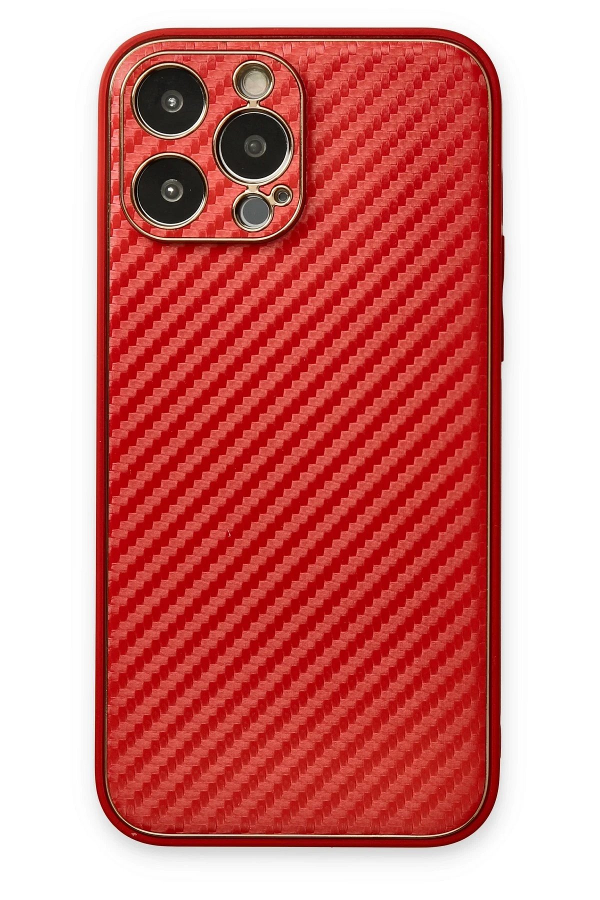 iPhone 13 Pro Kılıf Coco Karbon Silikon - Kırmızı-(5796)