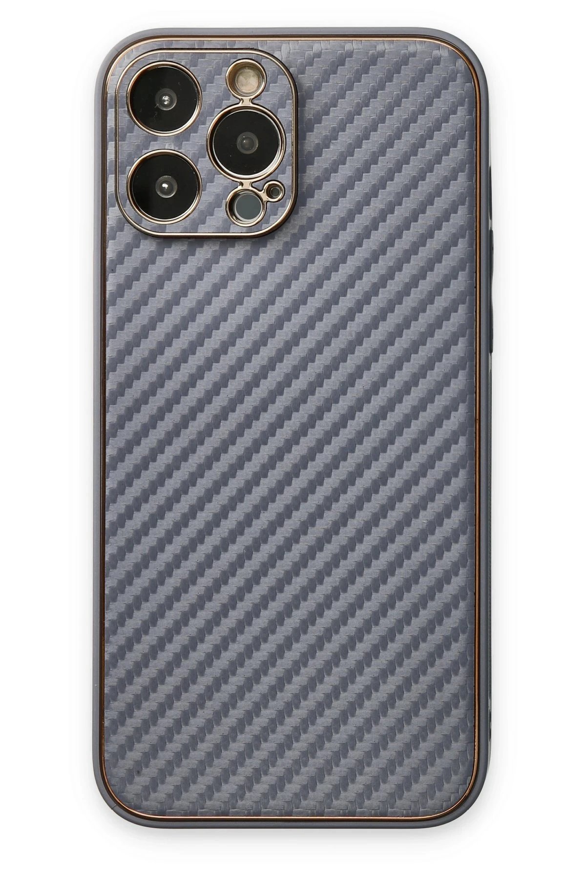 iPhone 13 Pro Max Kılıf Coco Karbon Silikon - Gri-(5796)