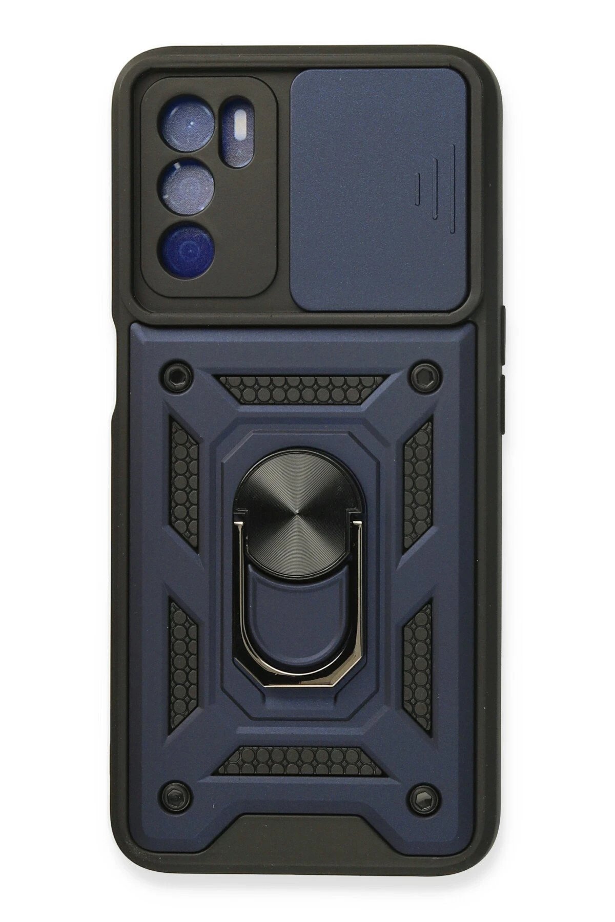 Oppo A16 Kılıf Pars Lens Yüzüklü Silikon - Lacivert-(5796)