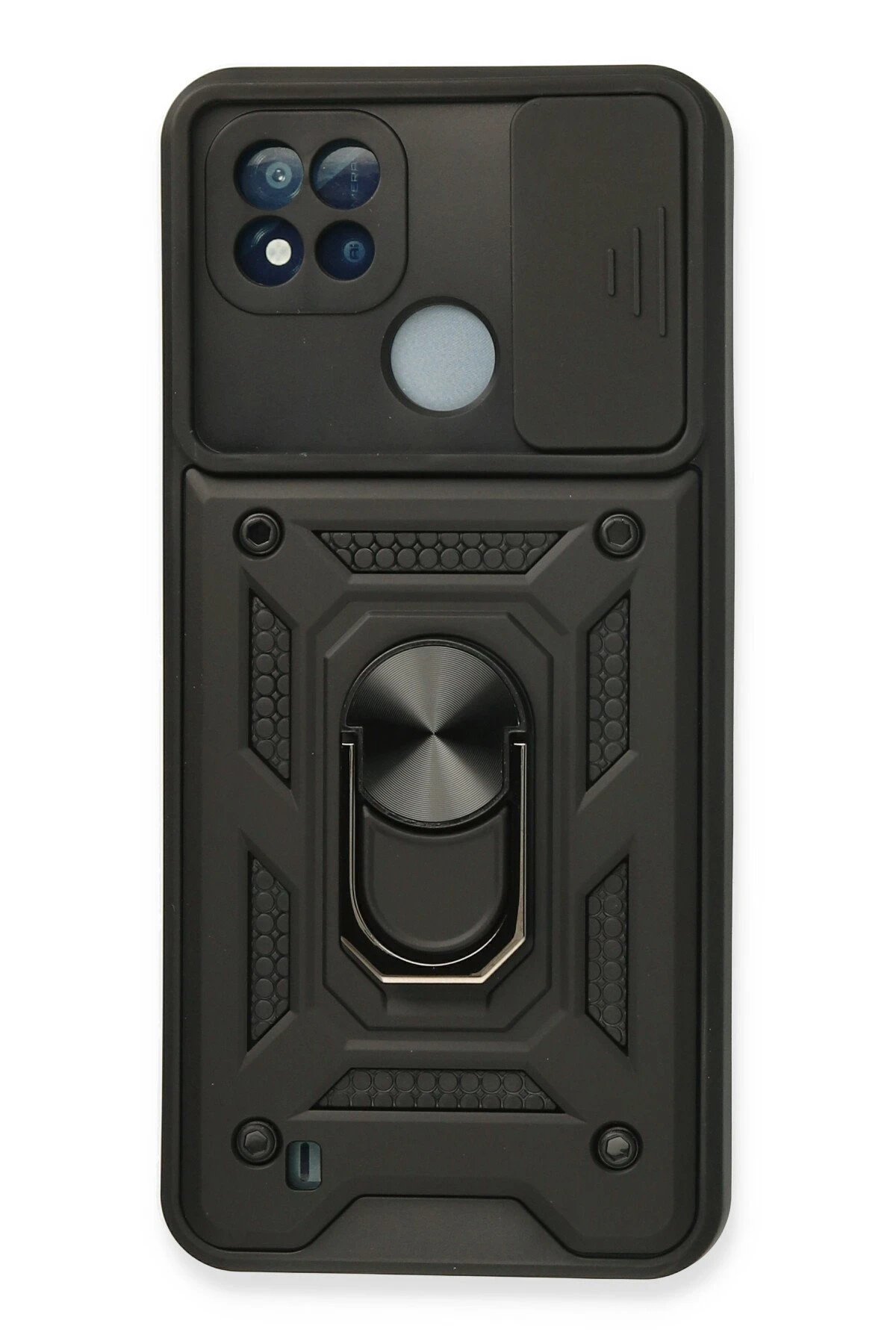 Realme C11 2021 Kılıf Pars Lens Yüzüklü Silikon - Siyah-(5796)