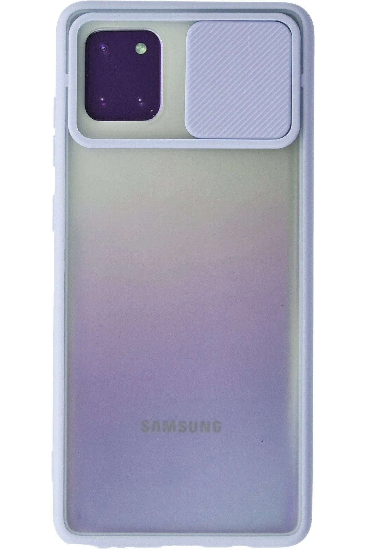 Samsung Galaxy A81 / Note 10 Lite Kılıf Palm Buzlu Kamera Sürgülü Silikon - Lila-(5796)