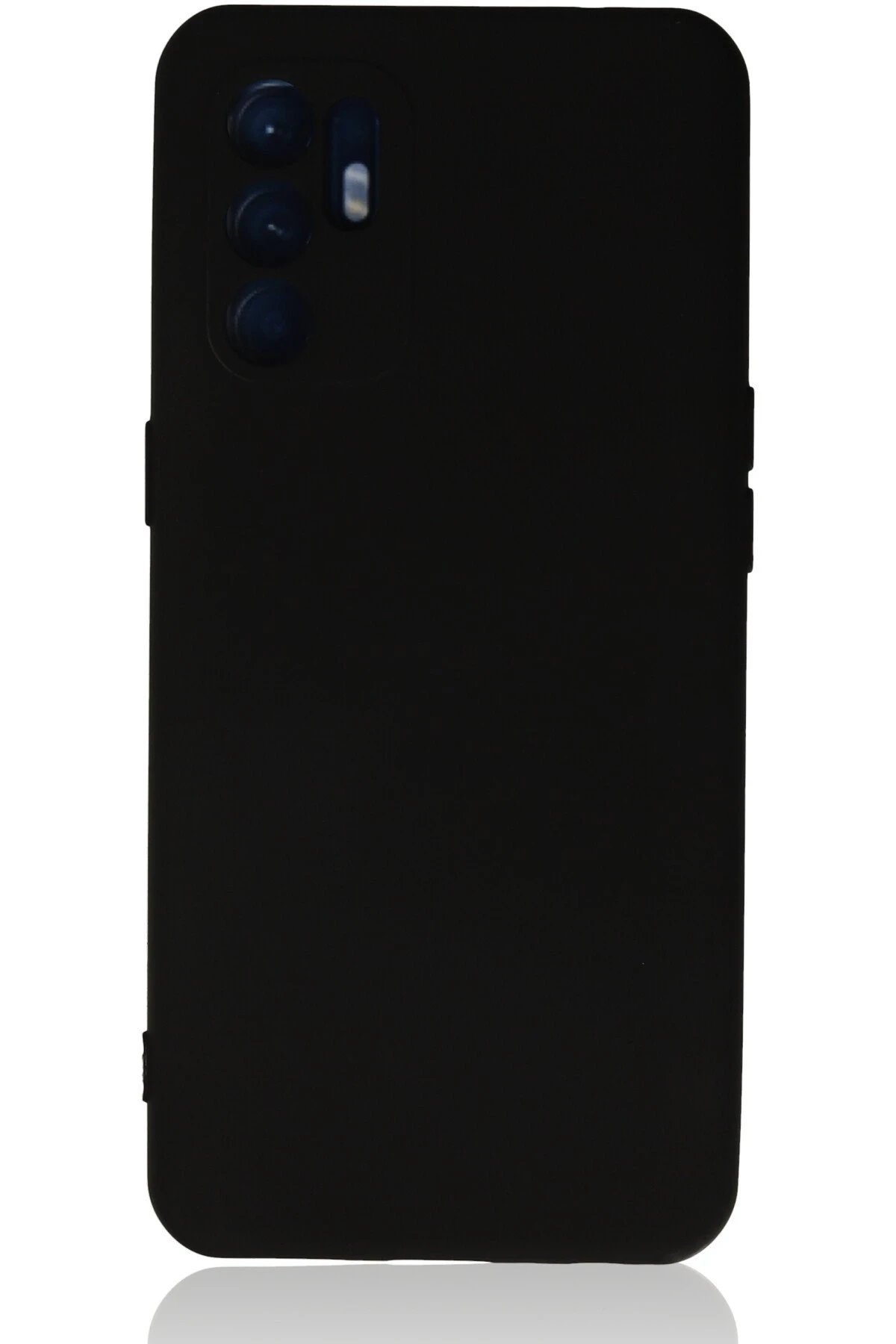 Oppo Reno 6 Kılıf Nano içi Kadife Silikon - Siyah-(5796)