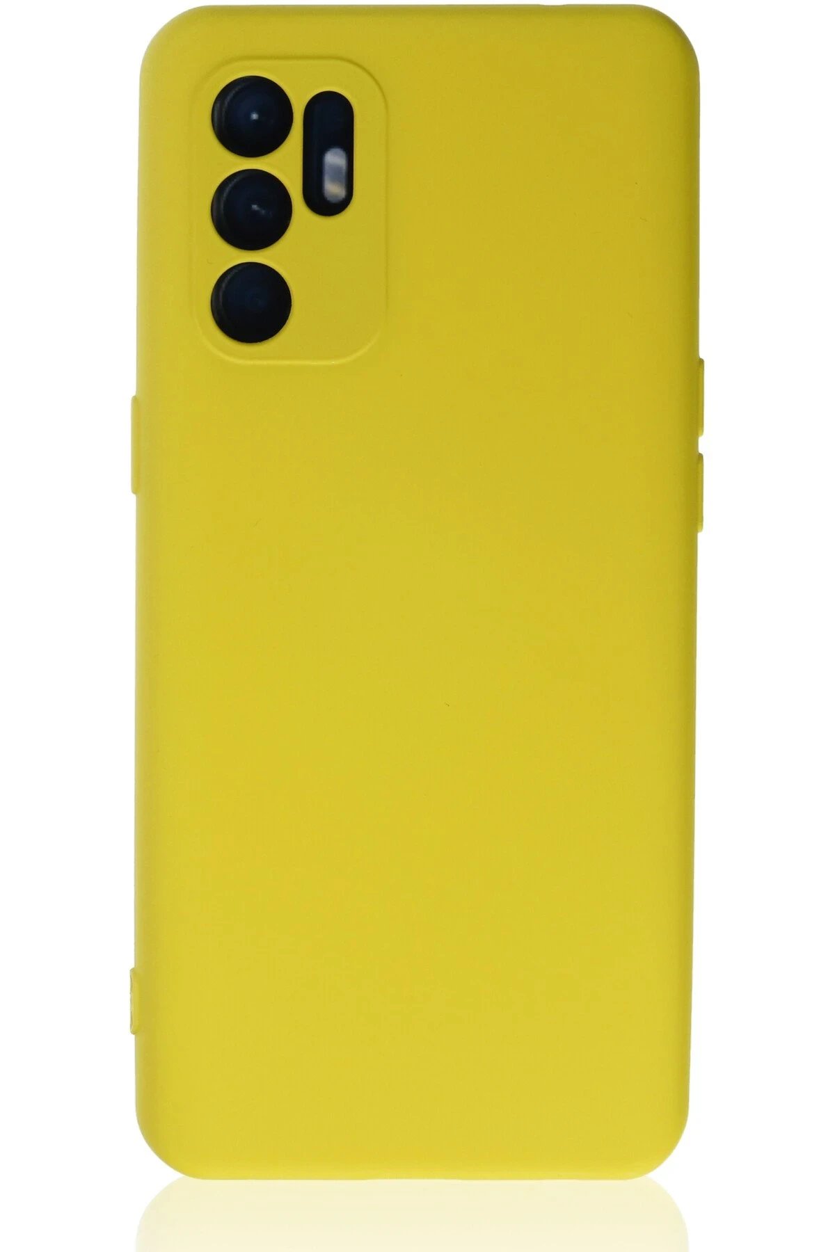 Oppo Reno 6 Kılıf Nano içi Kadife Silikon - Sarı1-(5796)