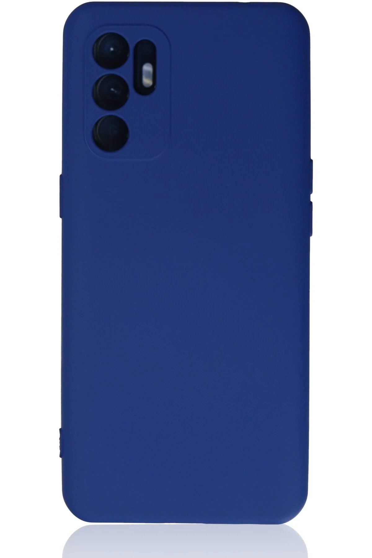 Oppo Reno 6 Kılıf Nano içi Kadife Silikon - Mavi-(5796)