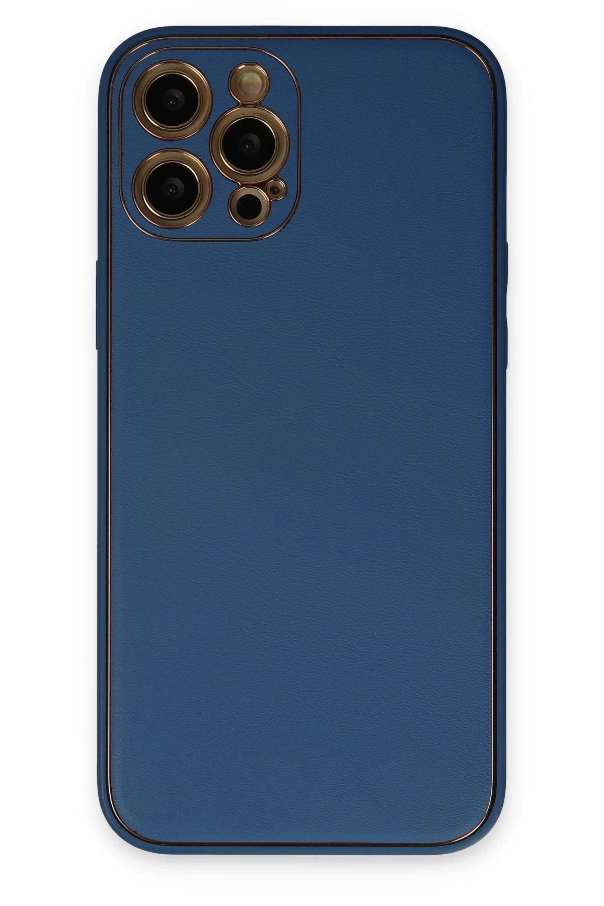 iPhone 12 Pro Max Kılıf Coco Deri Silikon Kapak - Açık Mavi-(5796)