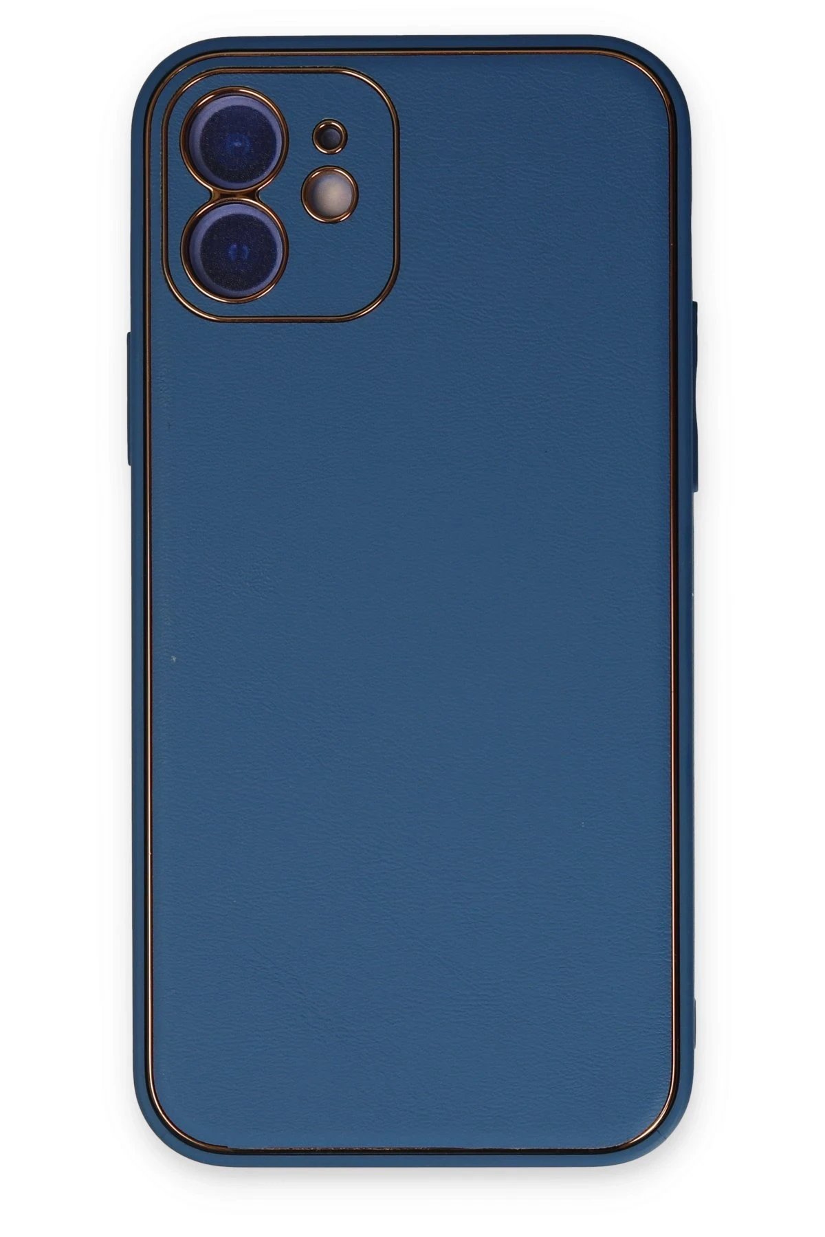 iPhone 12 Kılıf Coco Deri Silikon Kapak - Açık Mavi-(5796)