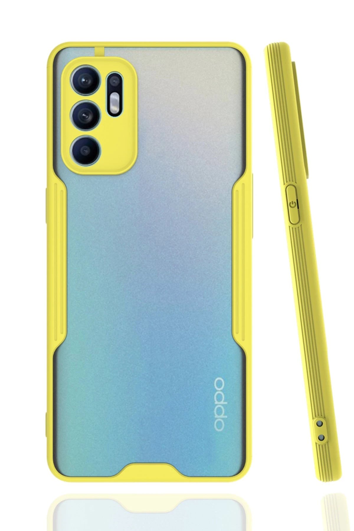 Oppo Reno 6 Kılıf Platin Silikon - Sarı-(5796)