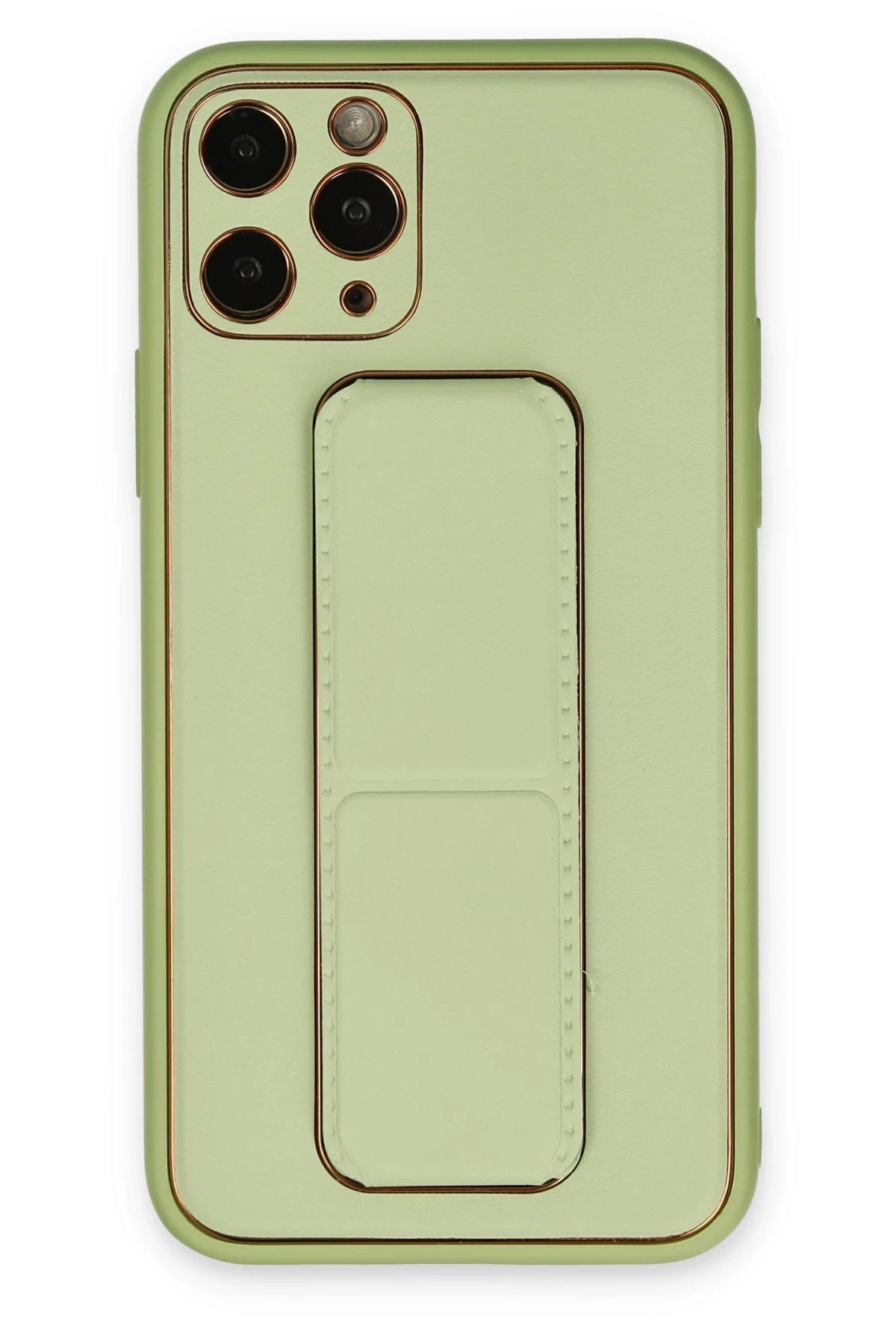 iPhone 11 Pro Max Kılıf Coco Deri Standlı Kapak - Su Yeşili-(5796)