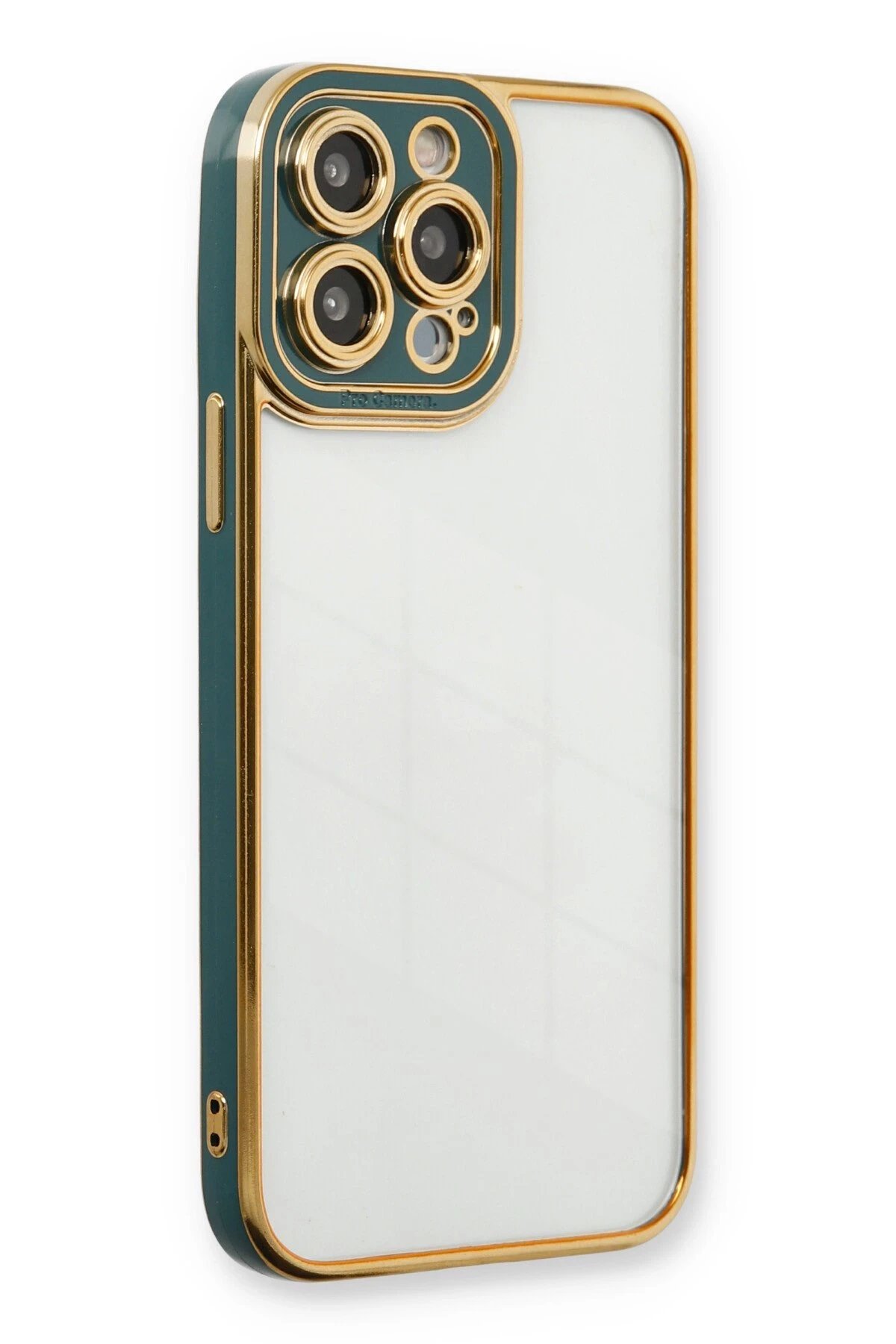 iPhone 13 Pro Max Kılıf Liva Lens Silikon - Yeşil-(5796)