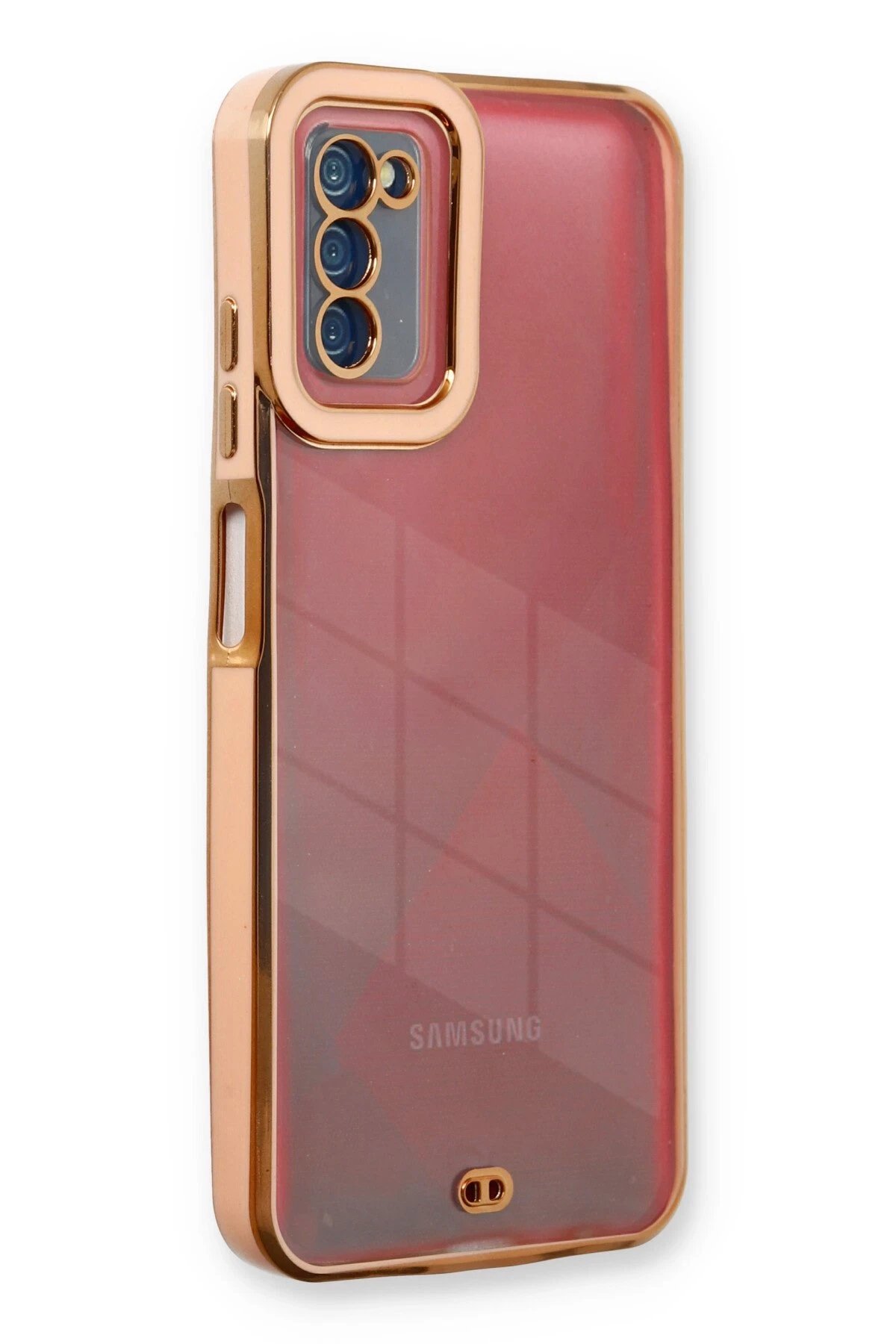 Samsung Galaxy A03S Kılıf Liva Lens Silikon - Rose-(5796)