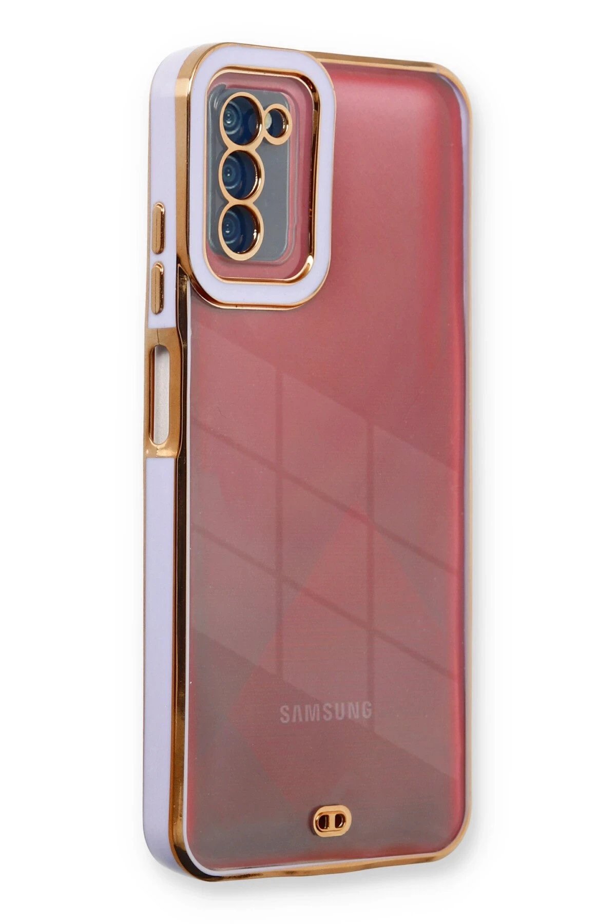 Samsung Galaxy A03S Kılıf Liva Lens Silikon - Lila-(5796)