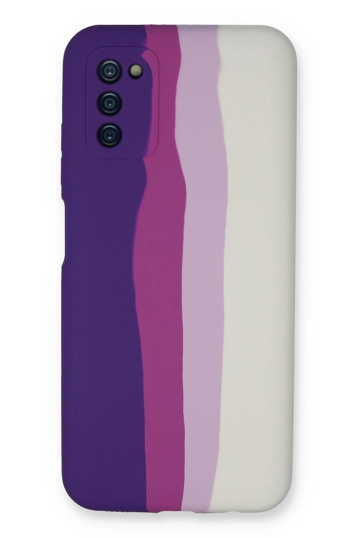 Samsung Galaxy A03S Kılıf Ebruli Lansman Silikon - Mor-Beyaz-(5796)