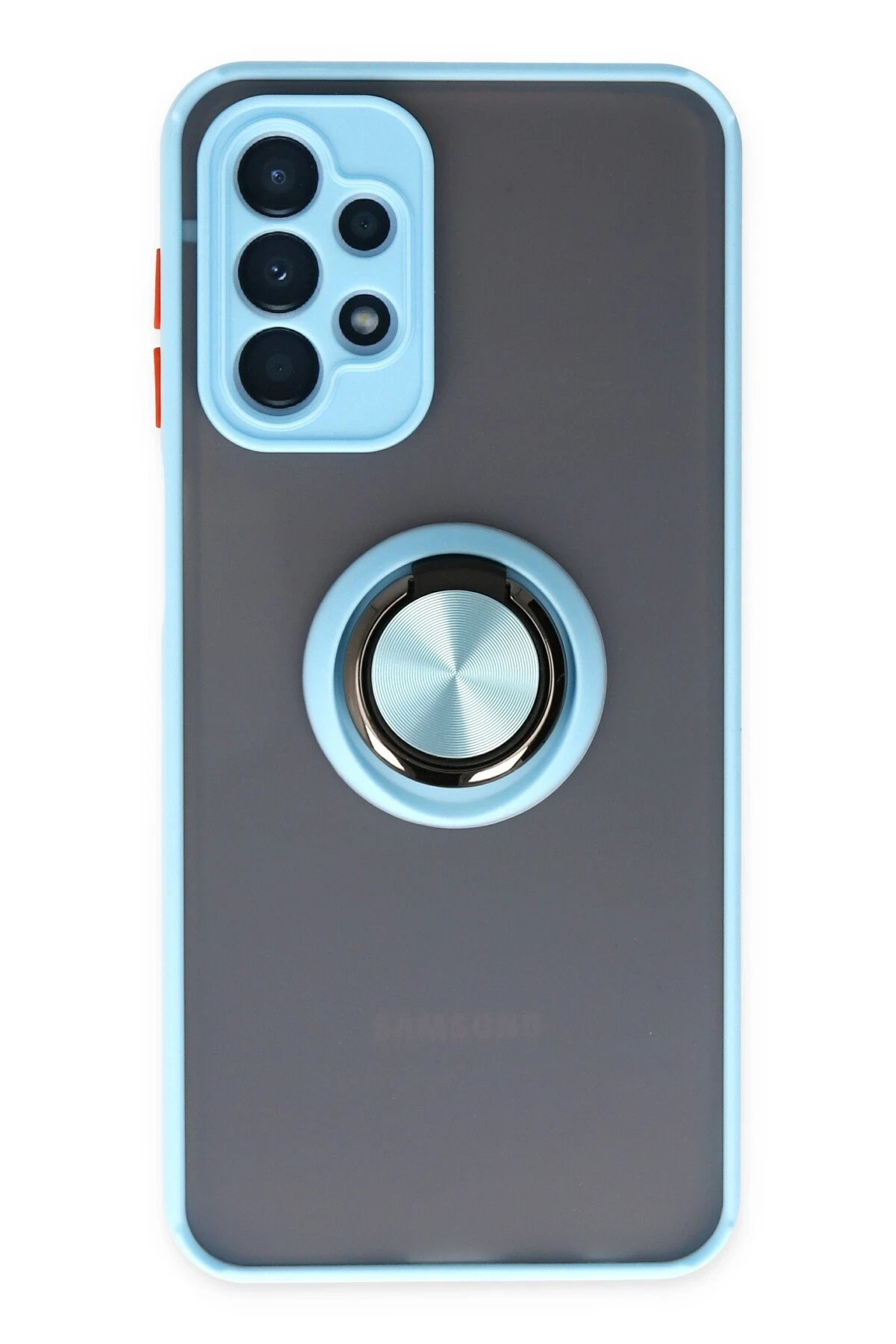 Samsung Galaxy A23 4G Kılıf Montreal Yüzüklü Silikon Kapak - Buz Mavi-(5796)