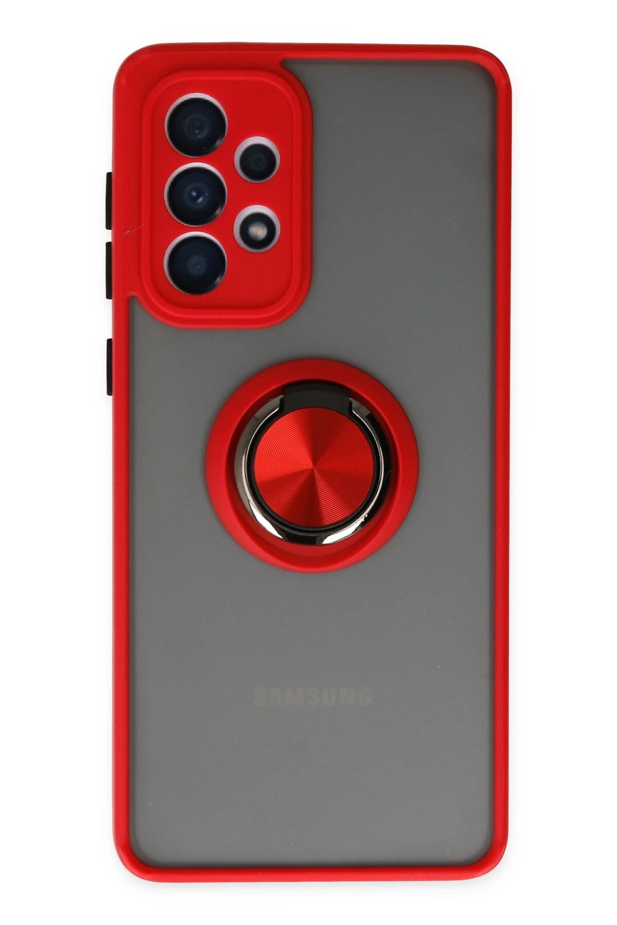 Samsung Galaxy A33 5G Kılıf Montreal Yüzüklü Silikon Kapak - Kırmızı-(5796)