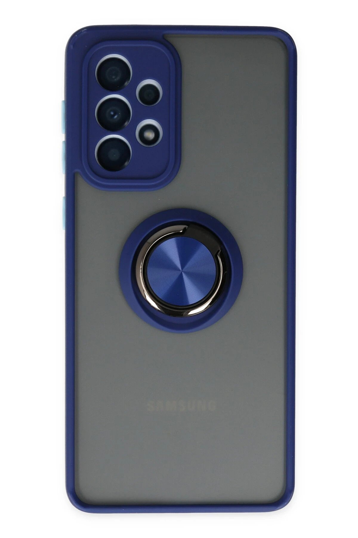 Samsung Galaxy A33 5G Kılıf Montreal Yüzüklü Silikon Kapak - Lacivert-(5796)