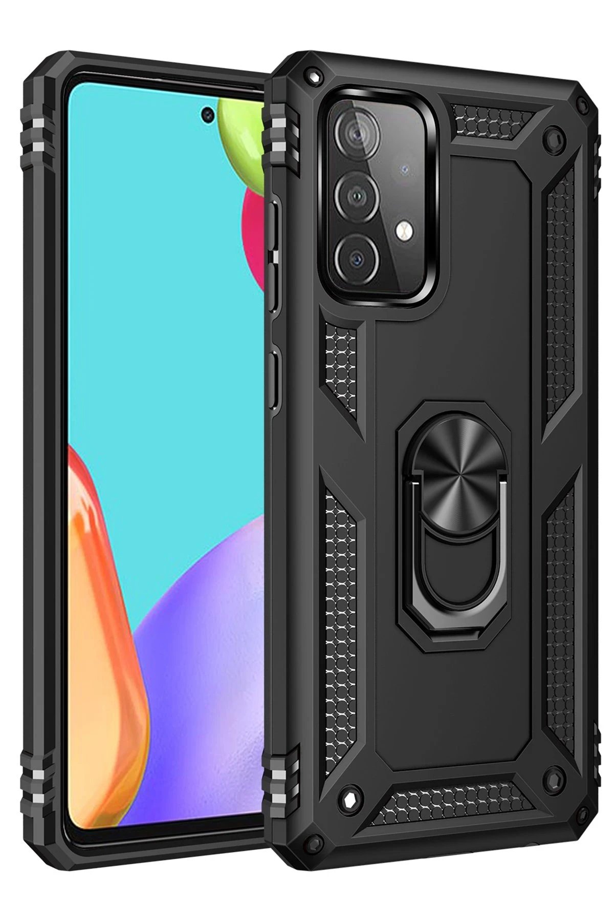 Samsung Galaxy A33 5G Kılıf Sofya Yüzüklü Silikon Kapak - Siyah-(5796)