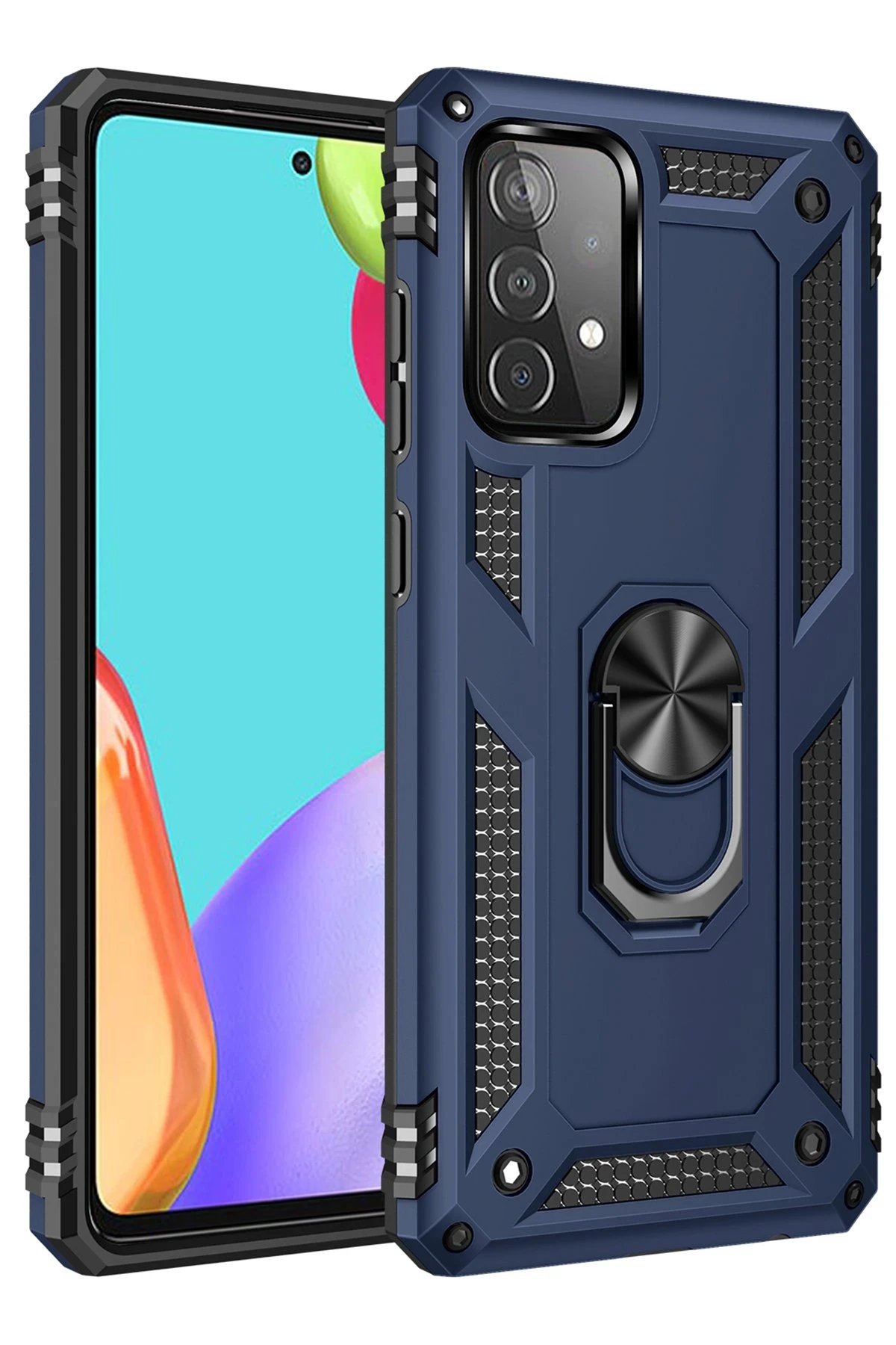 Samsung Galaxy A33 5G Kılıf Sofya Yüzüklü Silikon Kapak - Lacivert-(5796)