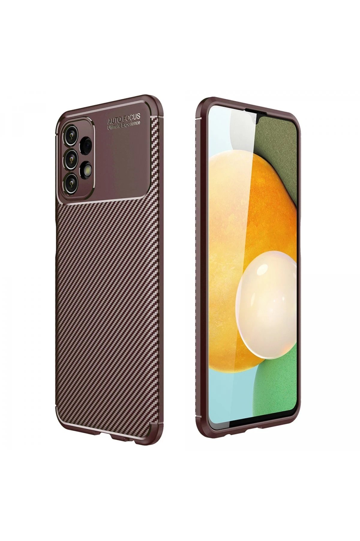 Samsung Galaxy A13 4G Kılıf Auto Focus Karbon Kapak - Kahverengi-(5796)
