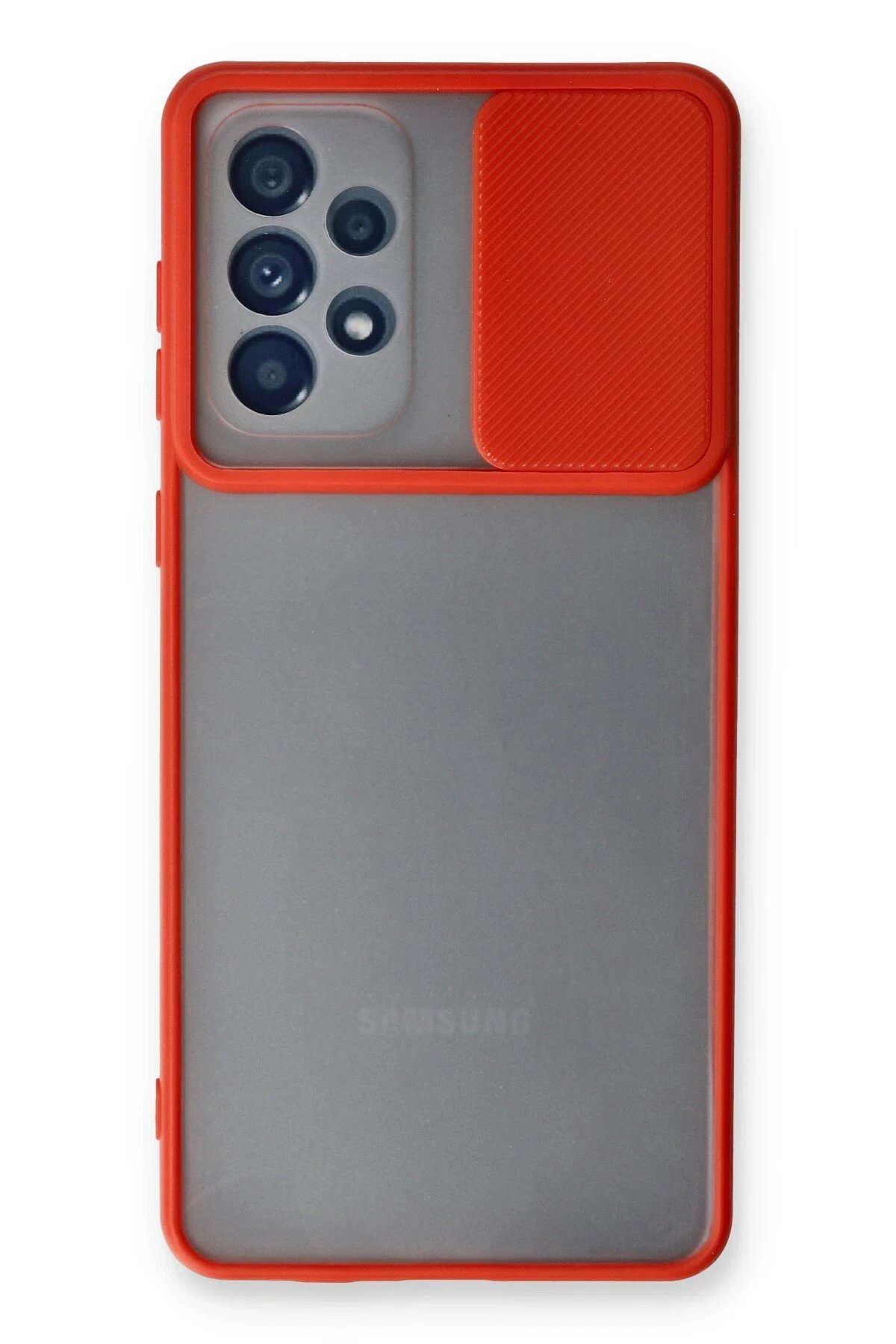 Samsung Galaxy A33 5G Kılıf Palm Buzlu Kamera Sürgülü Silikon - Kırmızı-(5796)