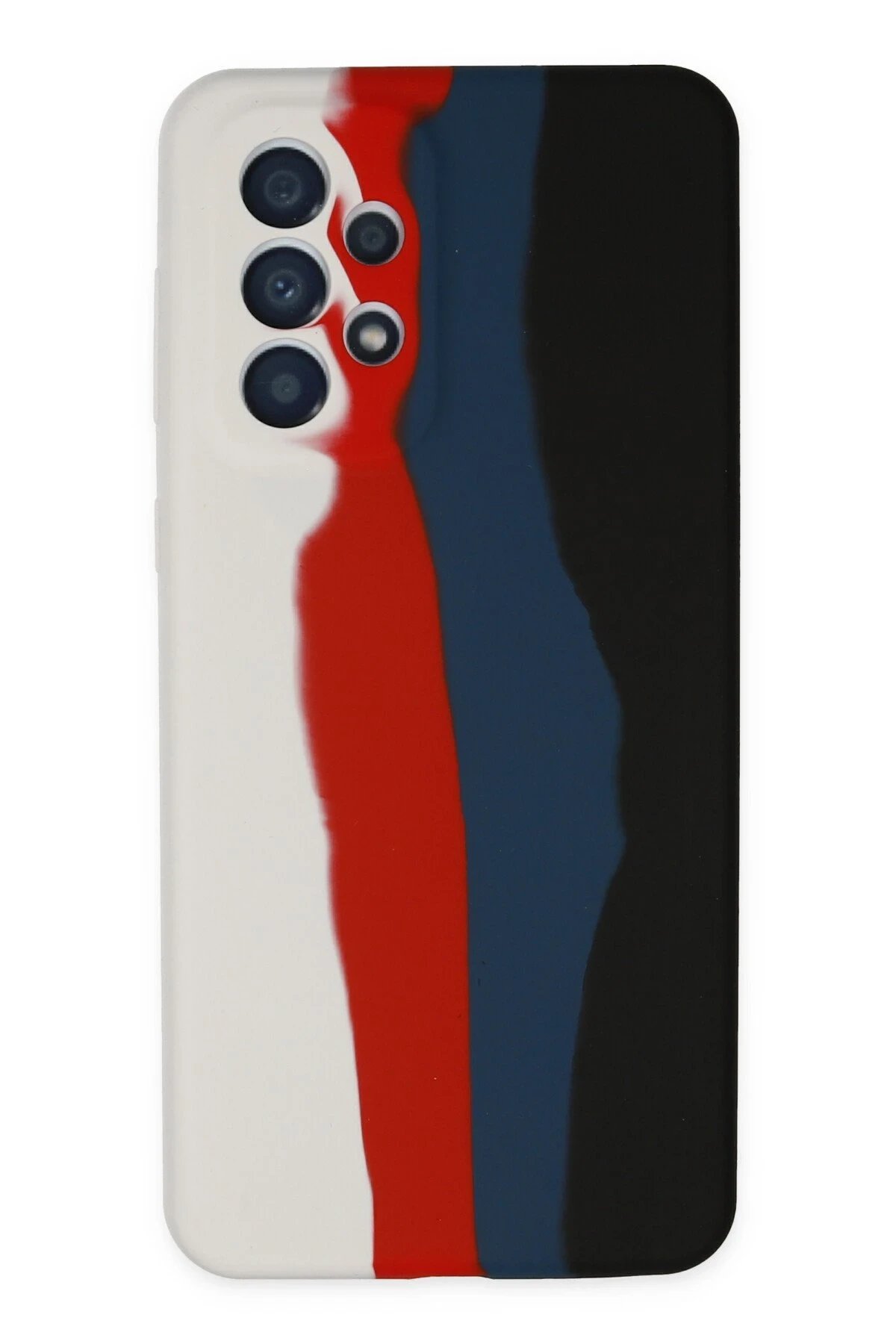 Samsung Galaxy A53 5G Kılıf Ebruli Lansman Silikon - Beyaz-Siyah-(5796)