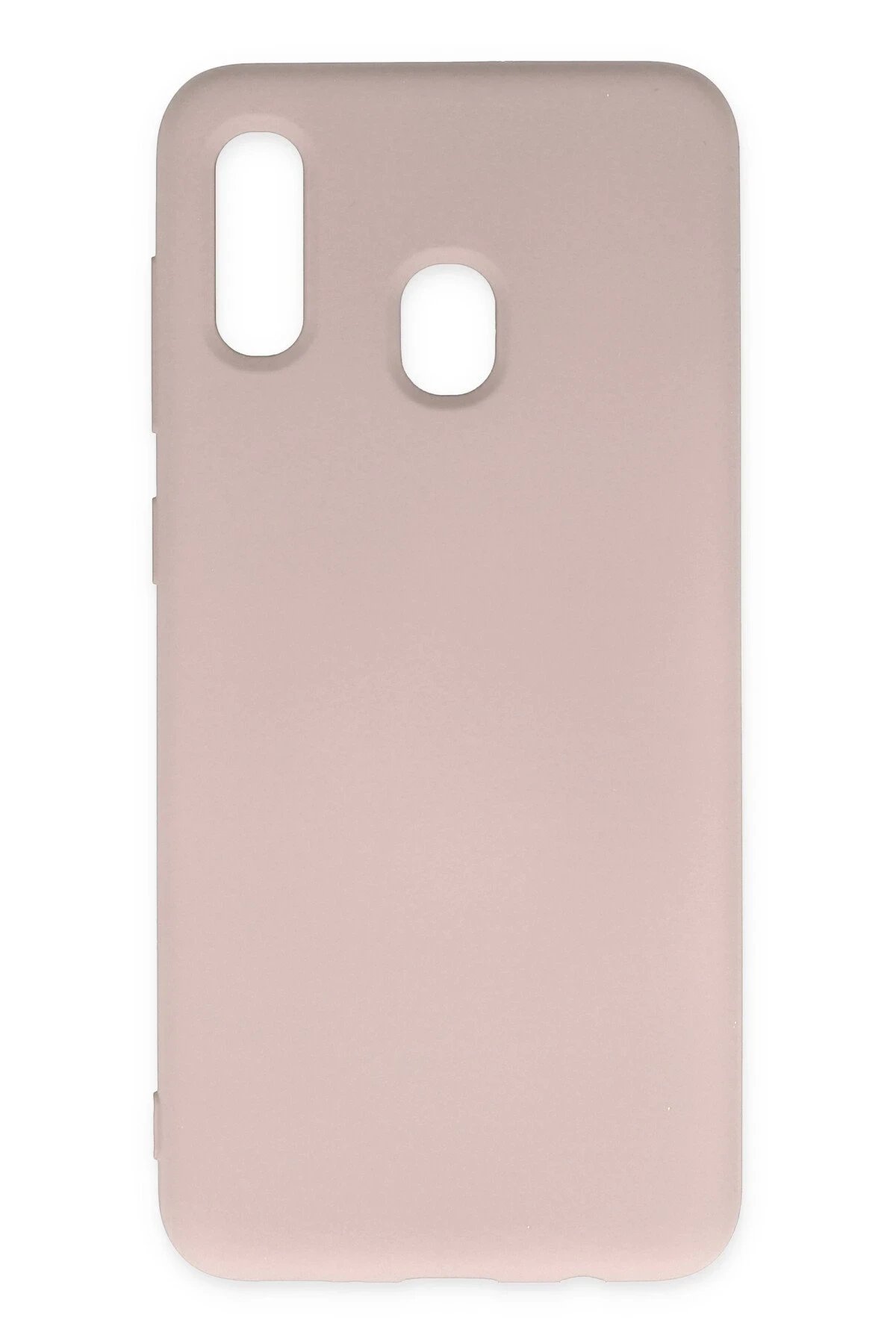 Samsung Galaxy A20 Kılıf Nano içi Kadife Silikon - Pudra-(5796)