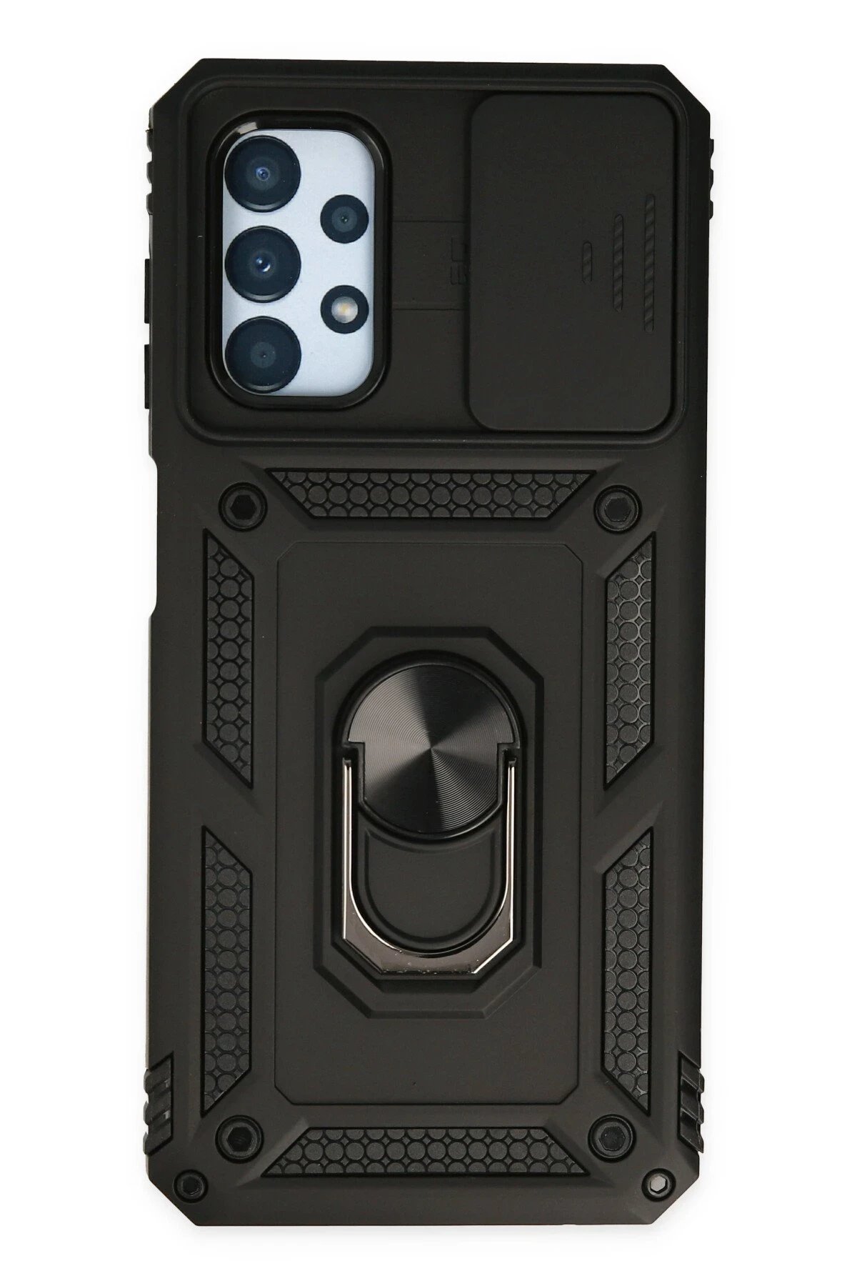 Samsung Galaxy A23 4G Kılıf Pars Lens Yüzüklü Silikon - Siyah-(5796)