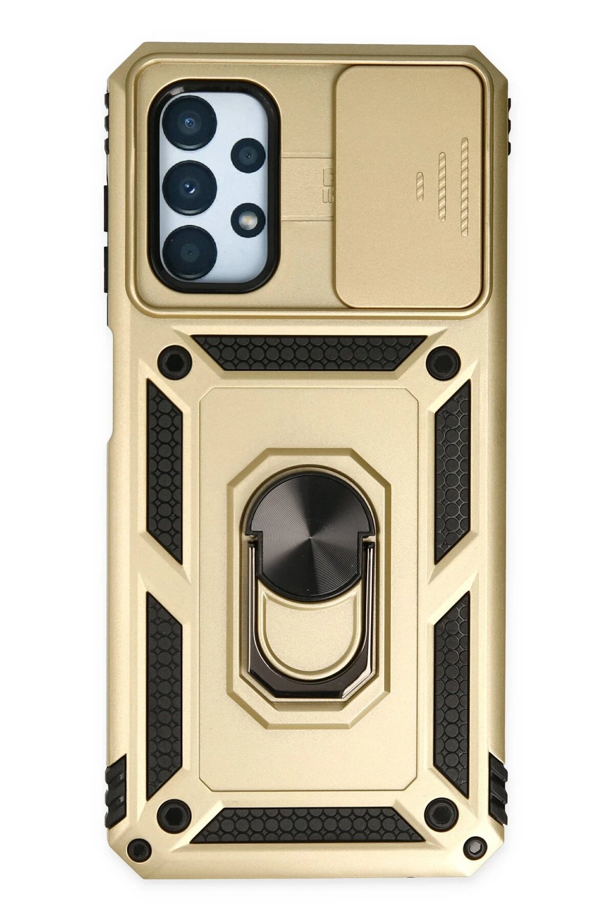 Samsung Galaxy A33 5G Kılıf Pars Lens Yüzüklü Silikon - Gold-(5796)