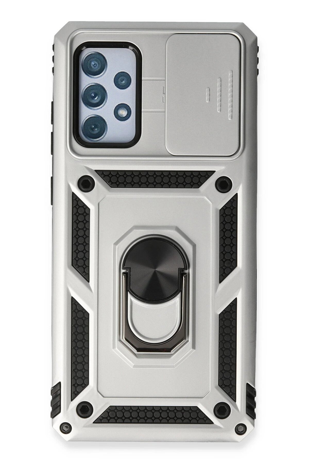 Samsung Galaxy A53 5G Kılıf Pars Lens Yüzüklü Silikon - Gümüş-(5796)