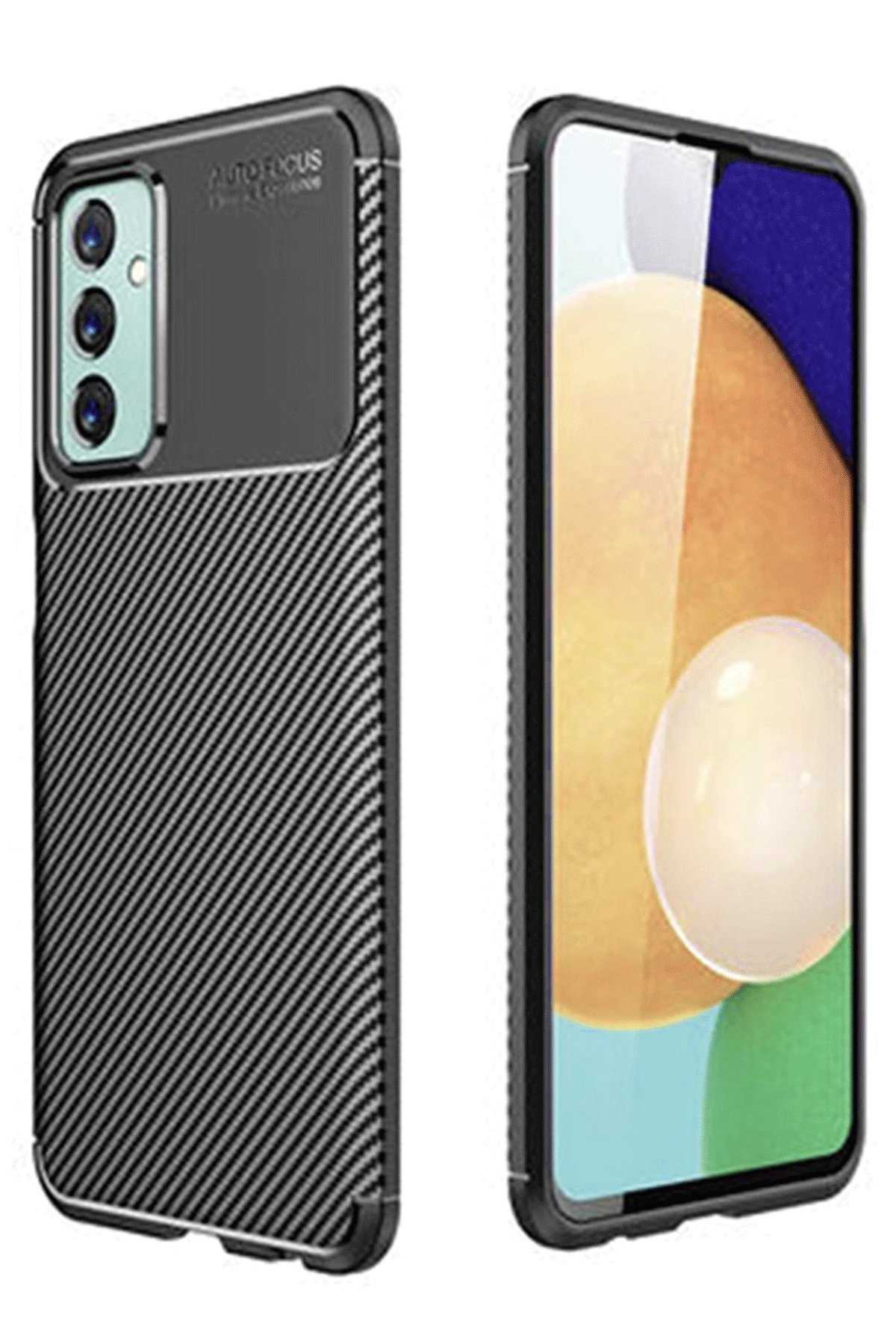Samsung Galaxy M23 Kılıf Auto Focus Karbon Kapak - Siyah-(5796)
