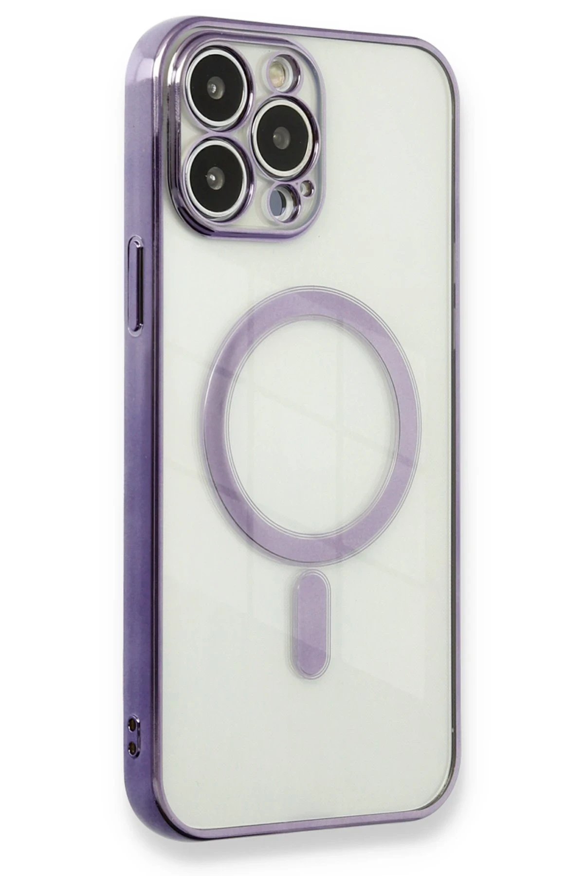 iPhone 13 Pro Kılıf Magneticsafe Lazer Silikon - Mor-(5796)