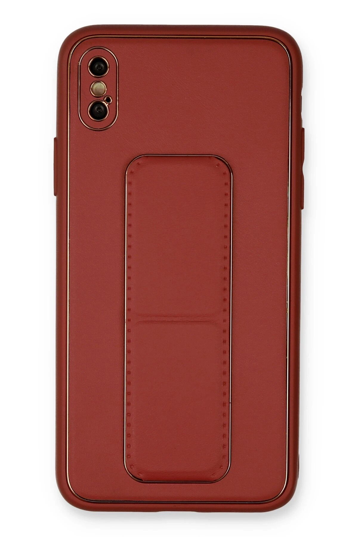 iPhone XS Max Kılıf Coco Deri Standlı Kapak - Fuşya-(5796)