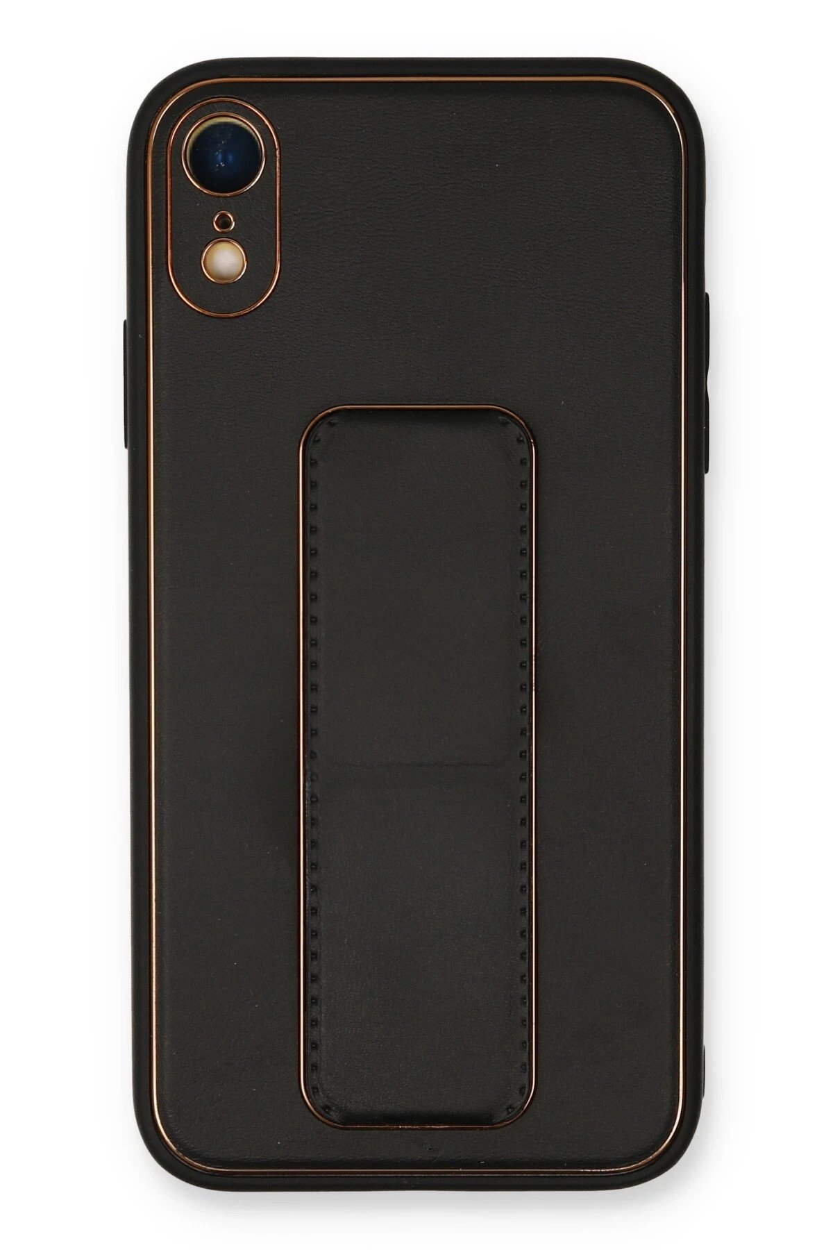 iPhone XR Kılıf Coco Deri Standlı Kapak - Siyah-(5796)