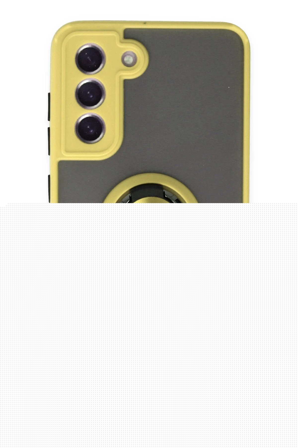 Samsung Galaxy S21 FE Kılıf Montreal Yüzüklü Silikon Kapak - Sarı-(5796)