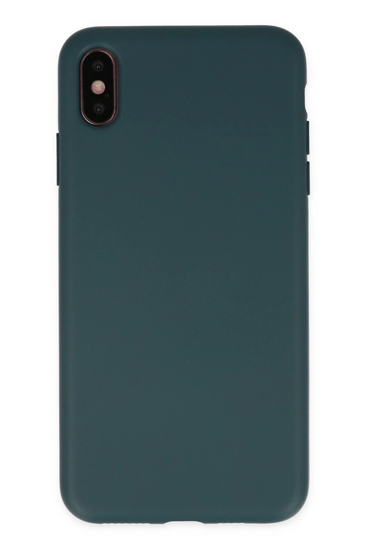 iPhone XS Max Kılıf Nano içi Kadife Silikon - Koyu Yeşil-(5796)