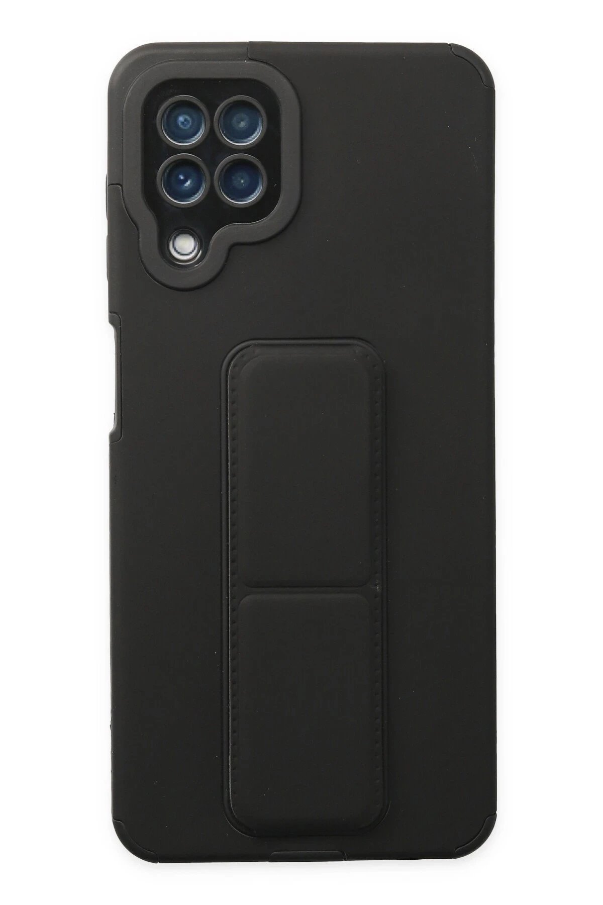 Samsung Galaxy A22 Kılıf Mega Standlı Silikon - Siyah-(5796)