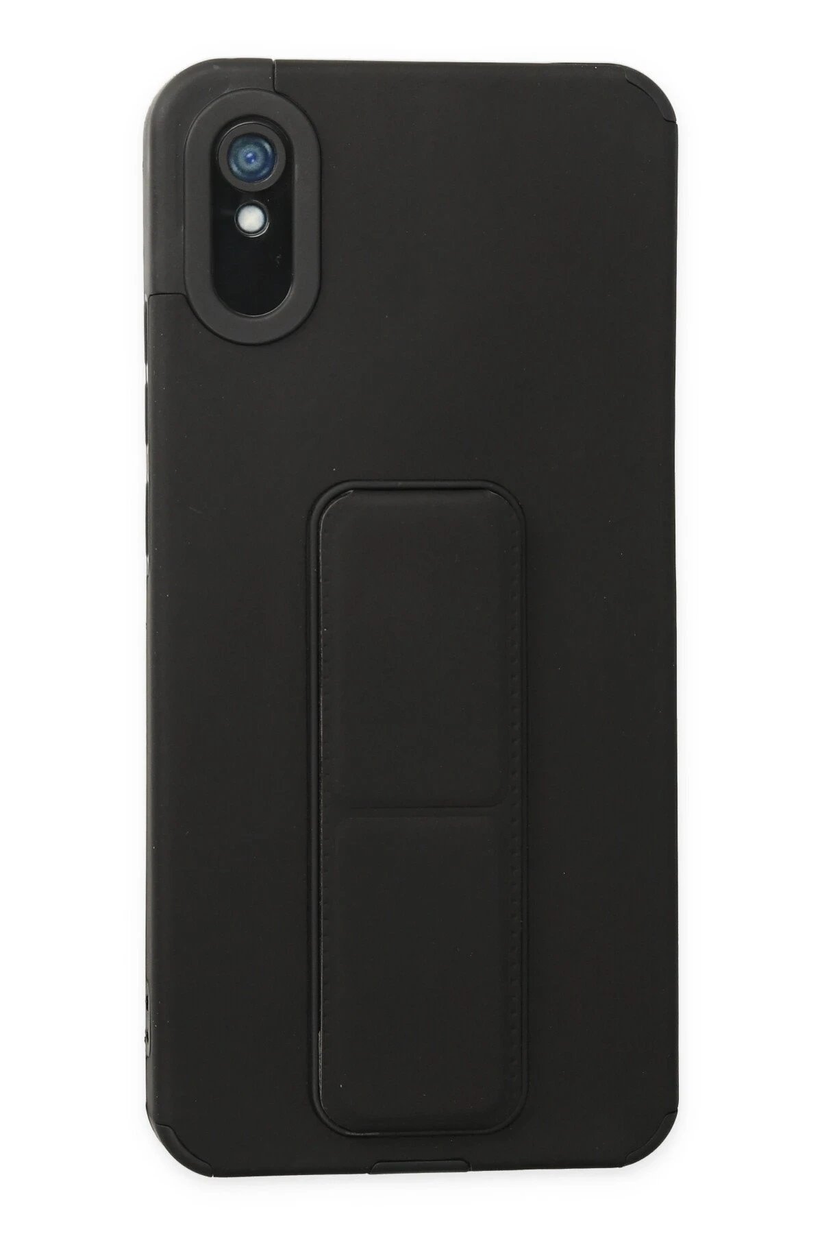 Xiaomi Redmi 9A Kılıf Mega Standlı Silikon - Siyah-(5796)
