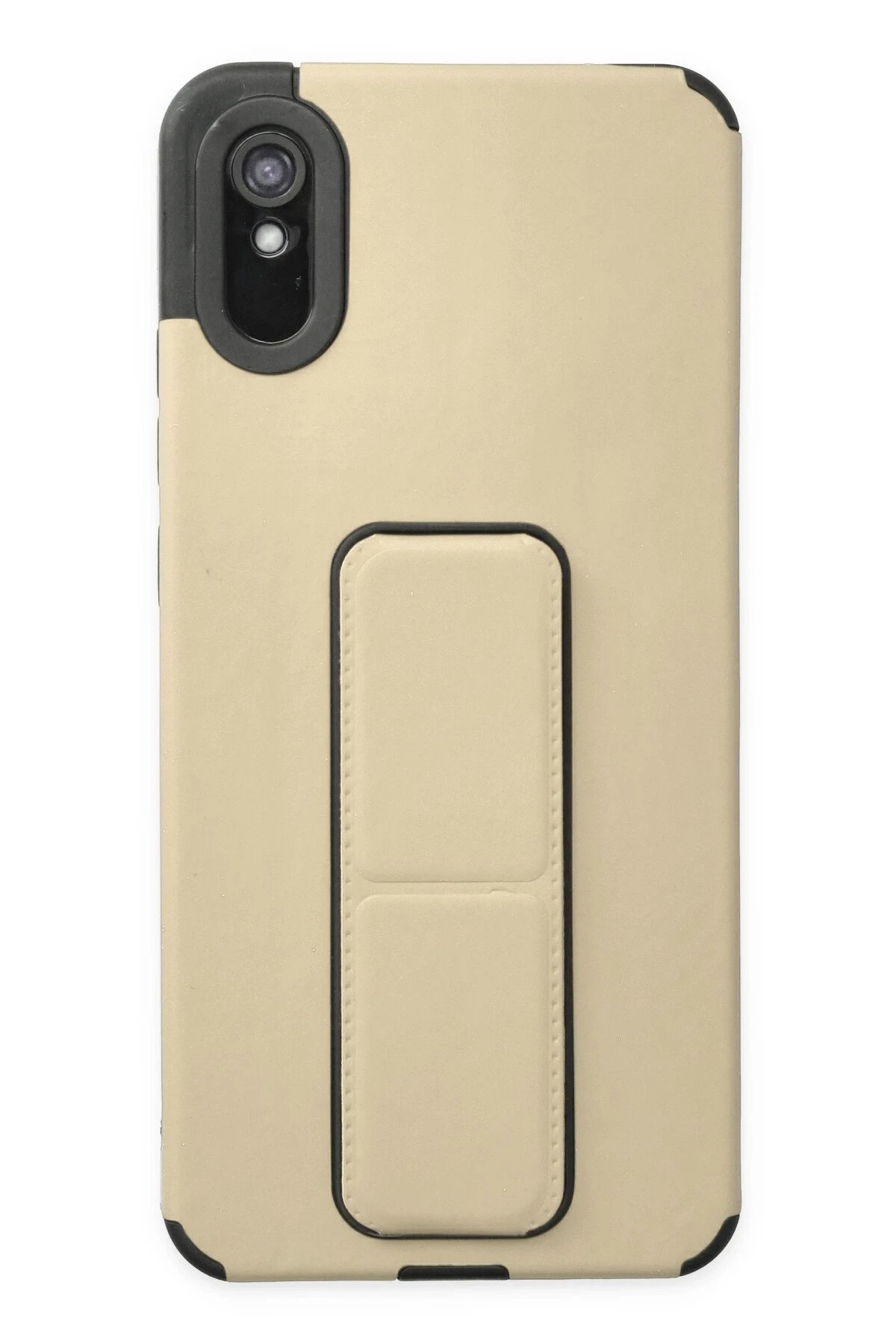 Xiaomi Redmi 9A Kılıf Mega Standlı Silikon - Gold-(5796)