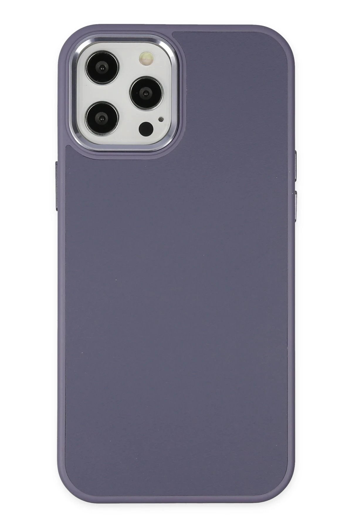 iPhone 12 Pro Max Kılıf Asya Deri Silikon - Mor-(5796)