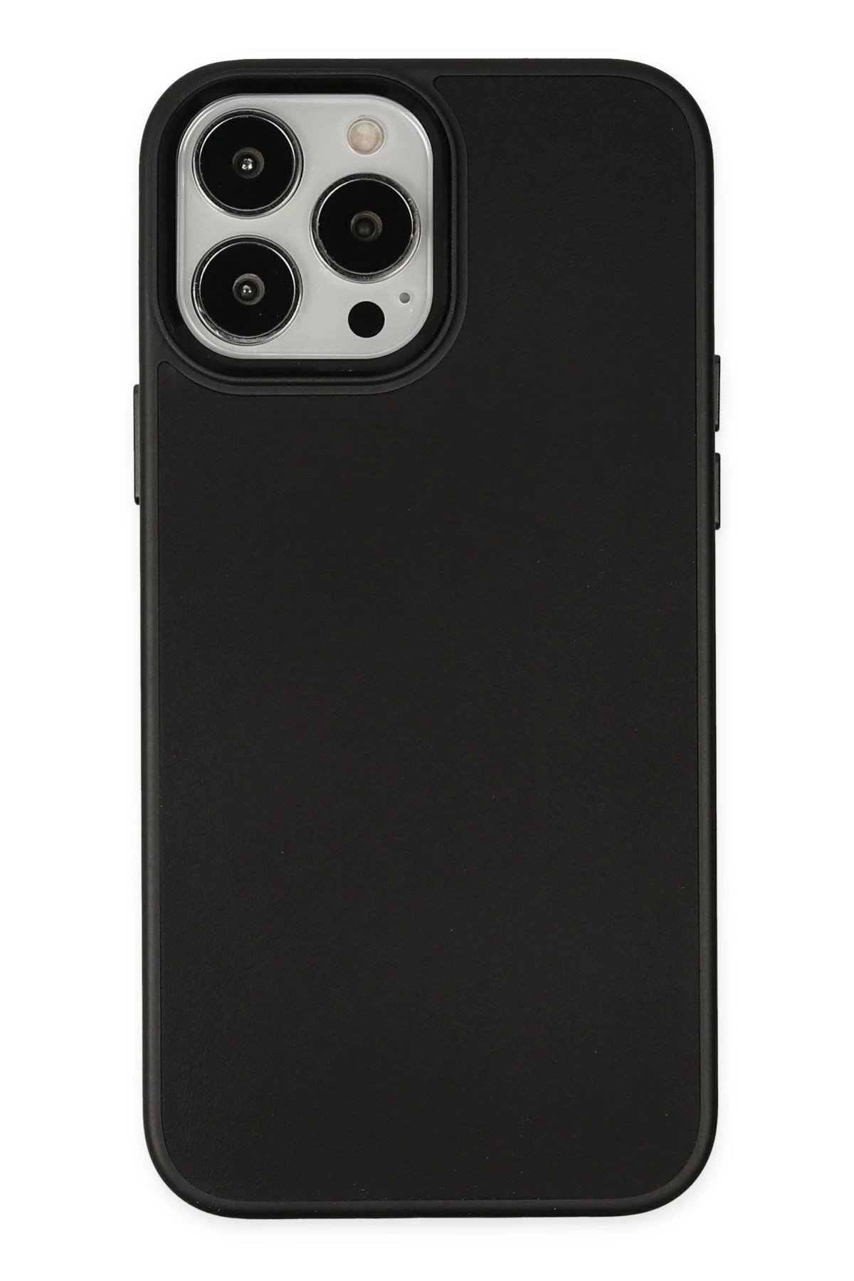 iPhone 13 Pro Max Kılıf Asya Deri Silikon - Siyah-(5796)