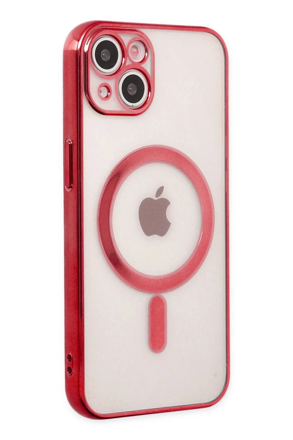 iPhone 14 Plus Kılıf Magneticsafe Lazer Silikon - Kırmızı-(5796)