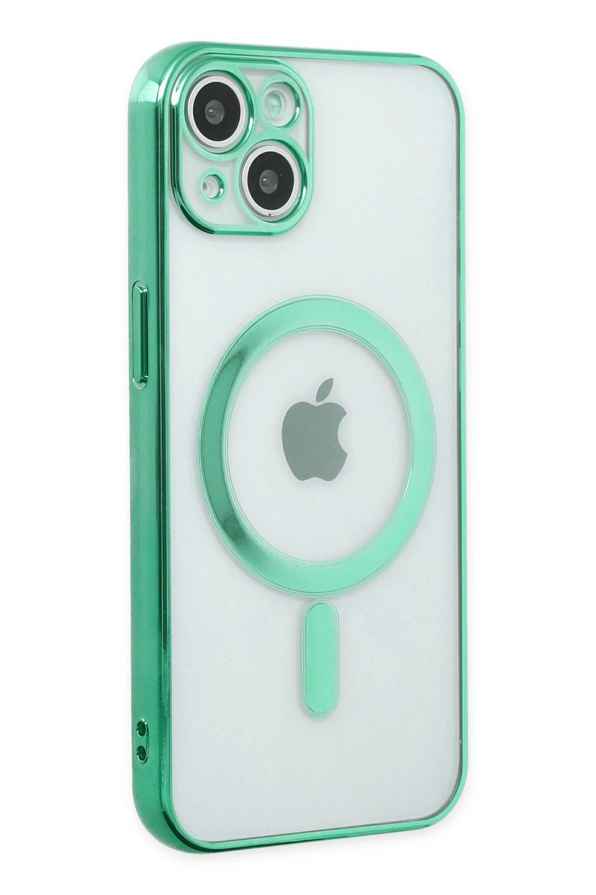 iPhone 14 Plus Kılıf Magneticsafe Lazer Silikon - Haki Yeşil-(5796)