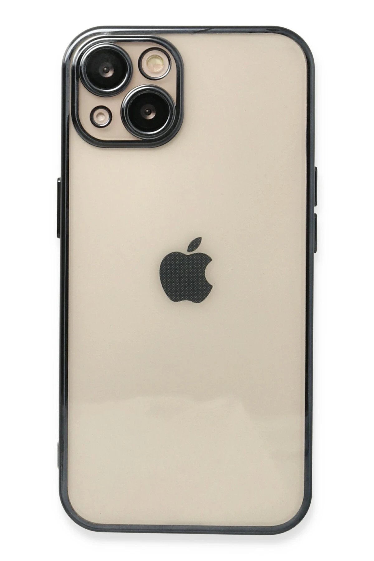 iPhone 14 Kılıf Lensli Silikon - Siyah-(5796)