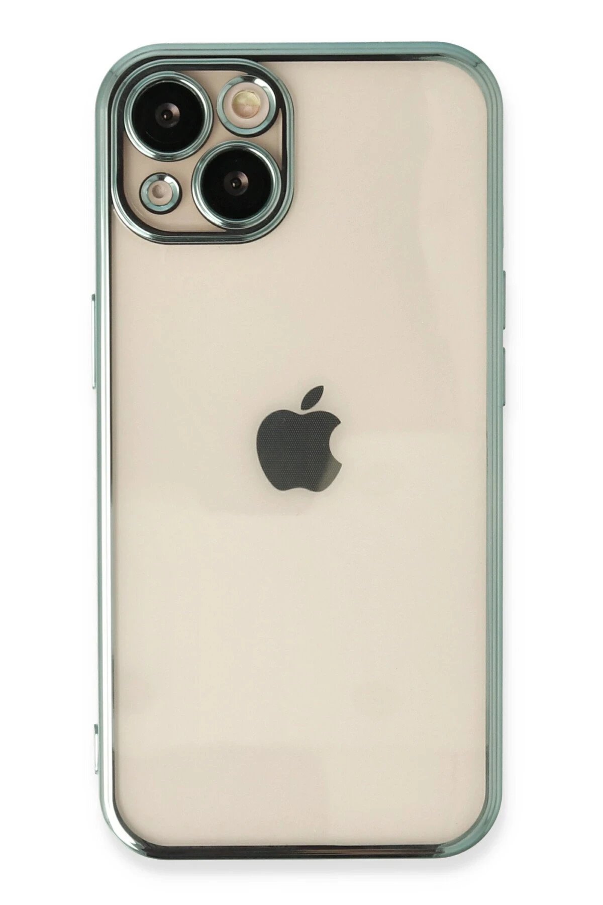 iPhone 14 Plus Kılıf Lensli Silikon - Yeşil-(5796)