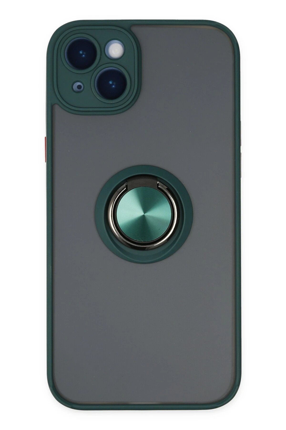 iPhone 14 Kılıf Montreal Yüzüklü Silikon Kapak - Yeşil-(5796)