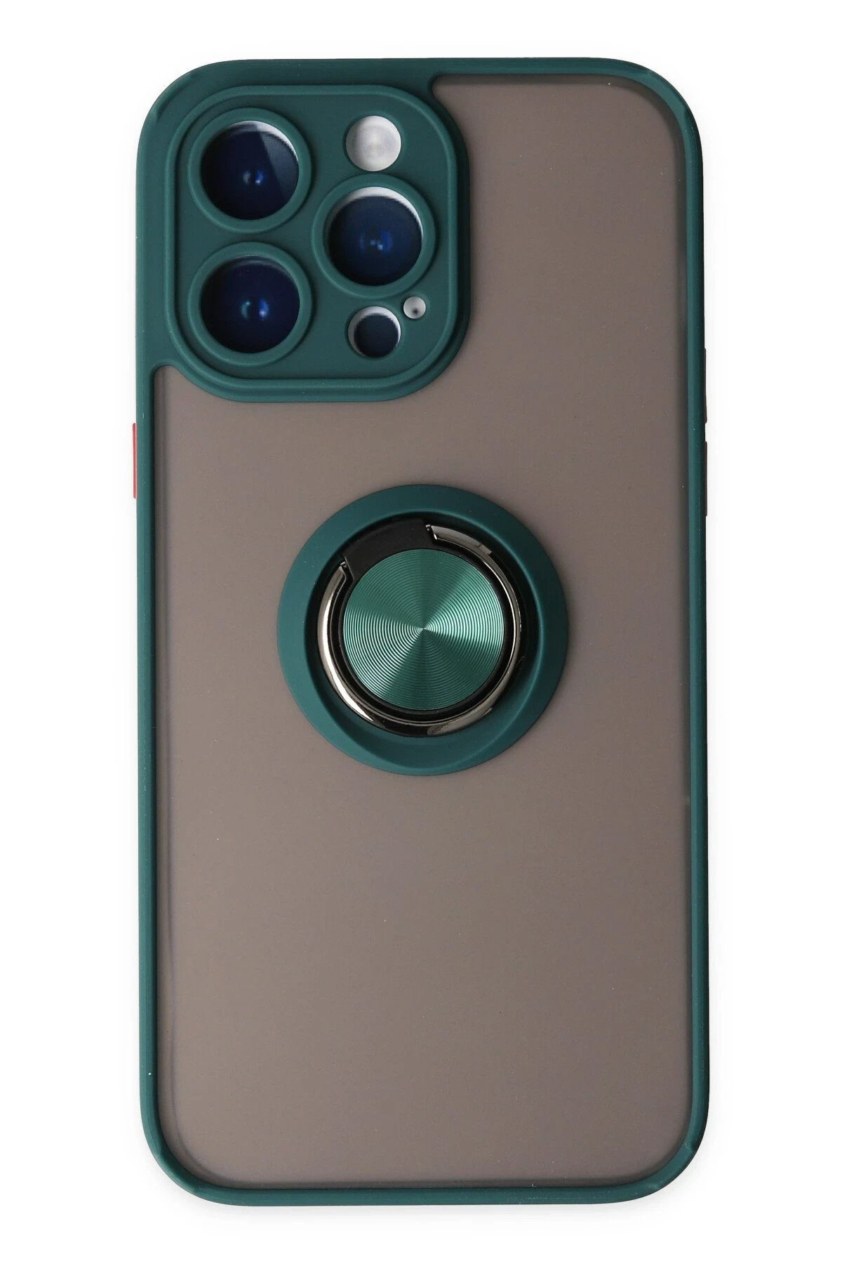 iPhone 14 Pro Kılıf Montreal Yüzüklü Silikon Kapak - Yeşil-(5796)