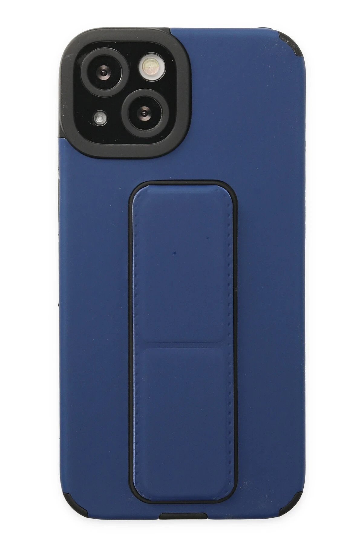 iPhone 14 Plus Kılıf Mega Standlı Silikon - Mavi-(5796)