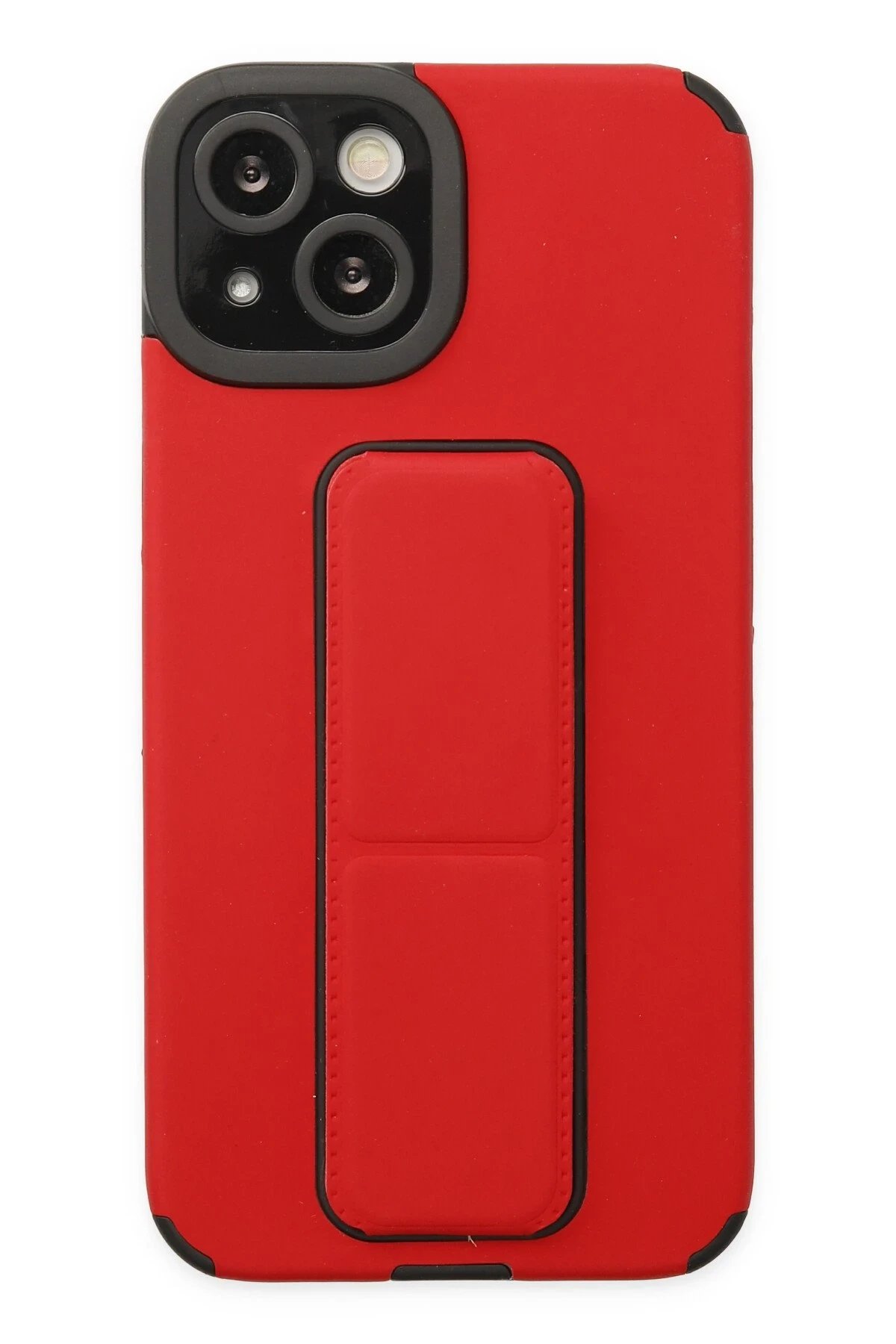 iPhone 14 Plus Kılıf Mega Standlı Silikon - Kırmızı-(5796)